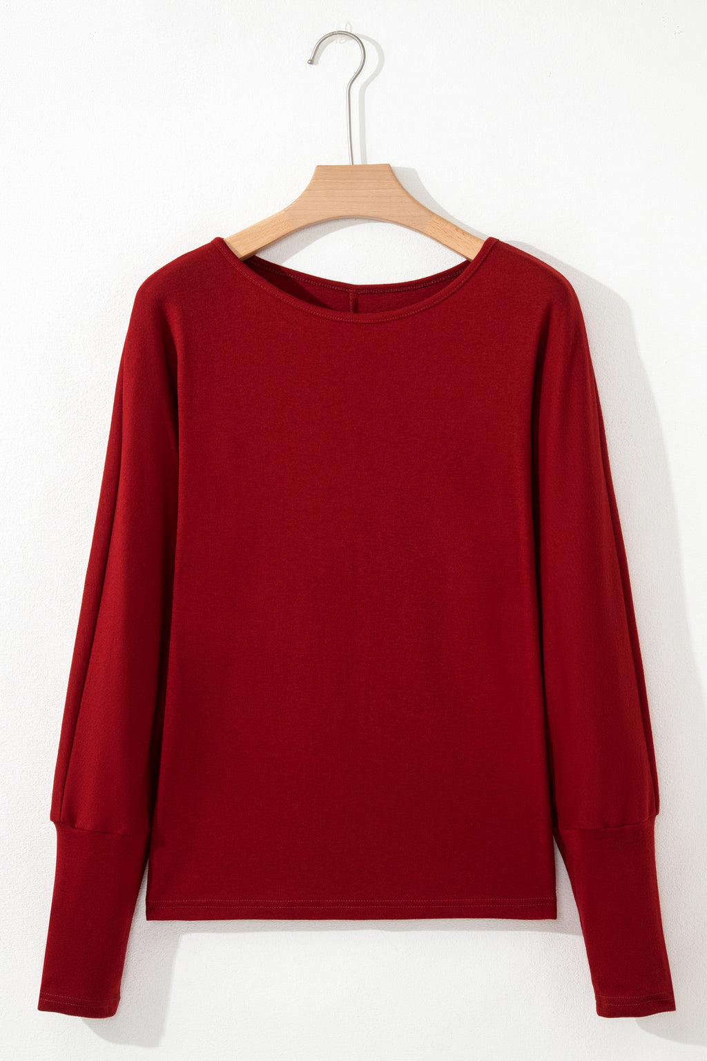 Four Leaf Clover Solid Color Extended Cuffs Long Sleeve Top