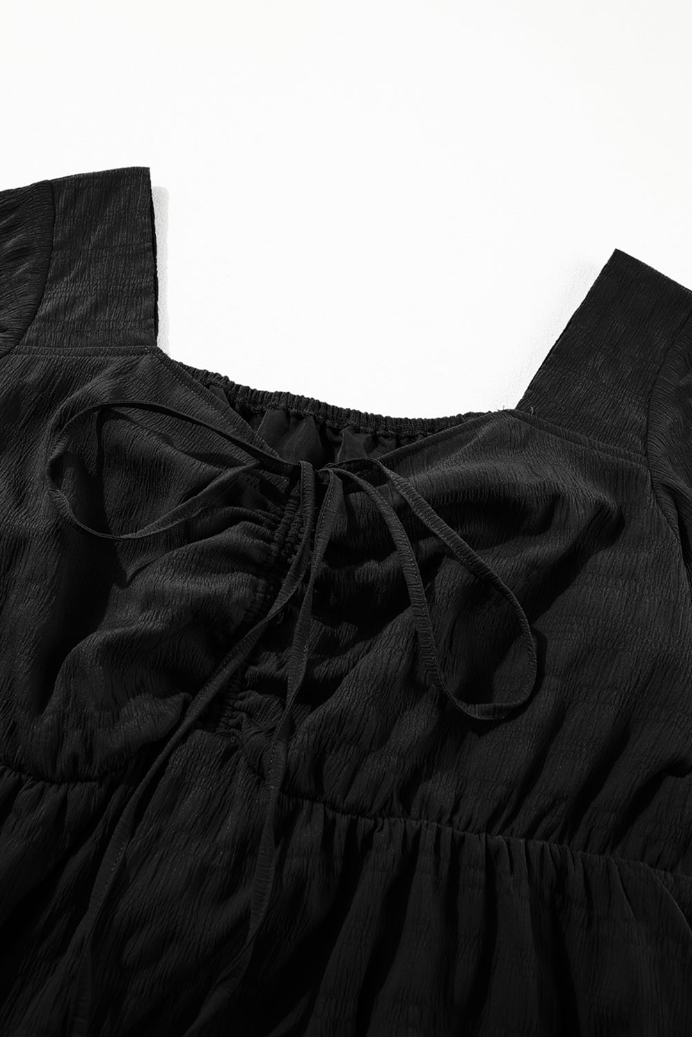Red Plus Size Short Sleeve Lace-up High Waist Midi Dress