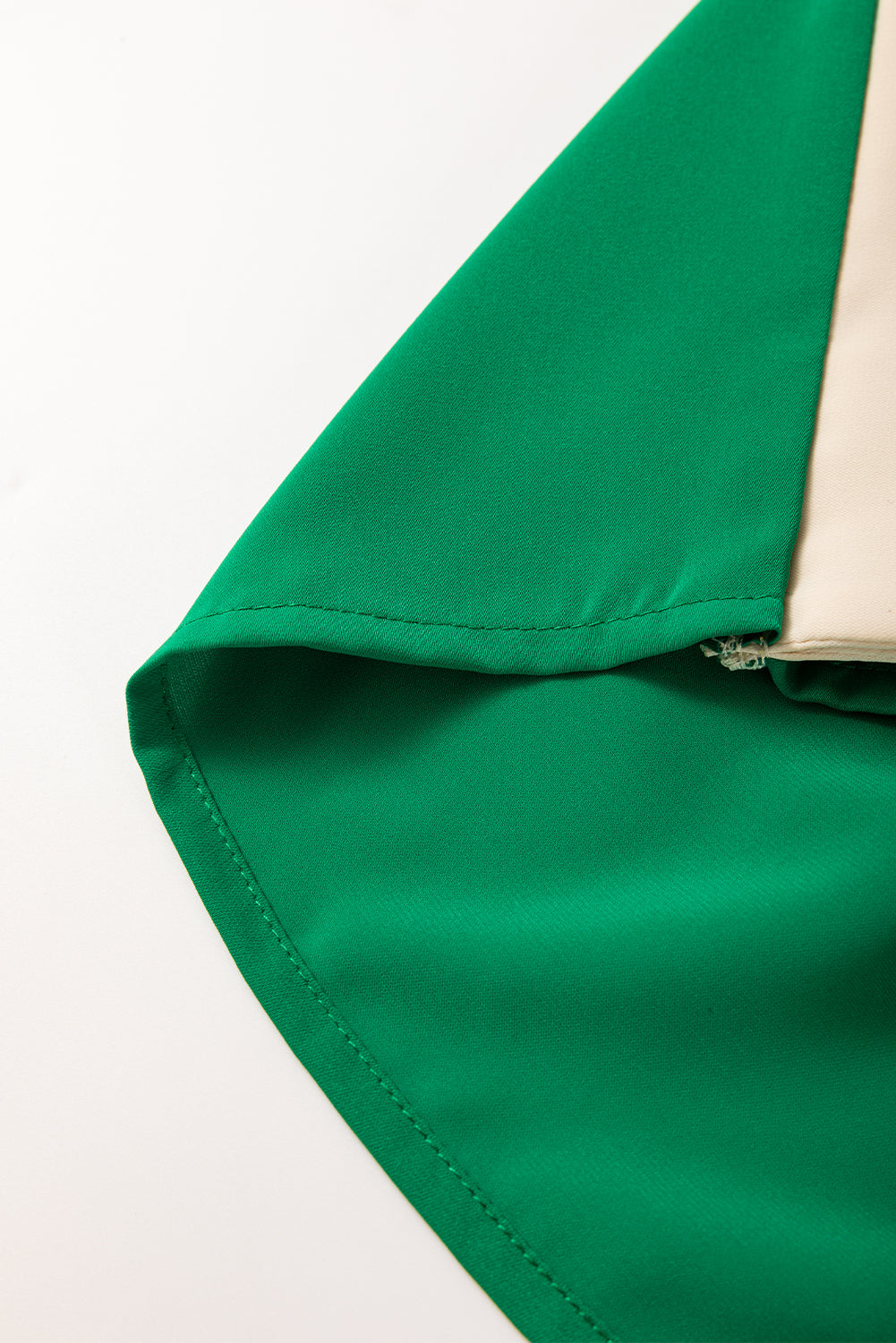 Green Oversized Color Block Boat Neck Tunic Blouse