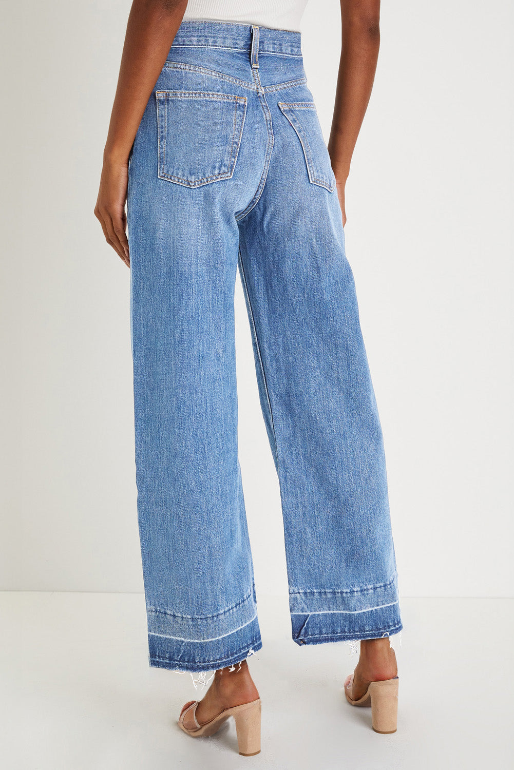 Gray Raw Hem Straight Leg Loose High Waist Jeans