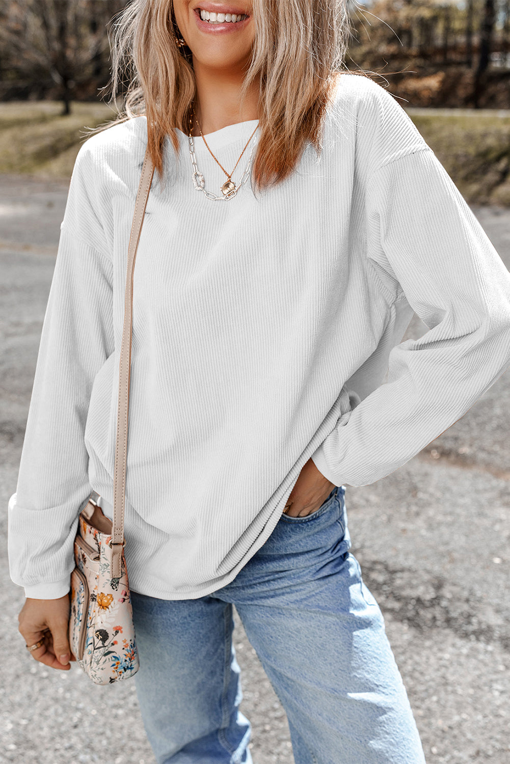 Grass Green Ribbed Corded Oversized Sweatshirt