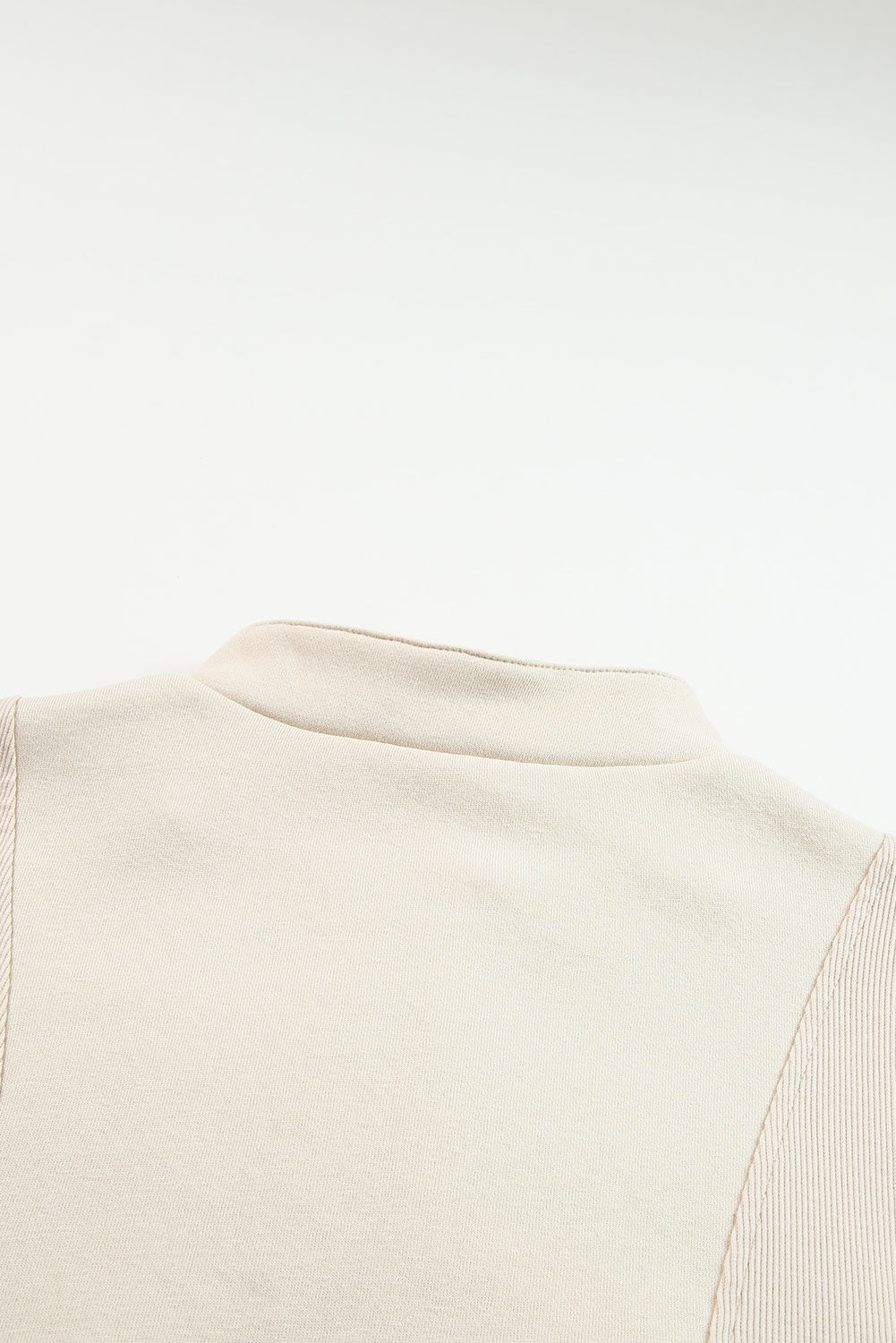 Black Half Zip Stand Collar Exposed Seam Solid Color Casual Sweatshirt