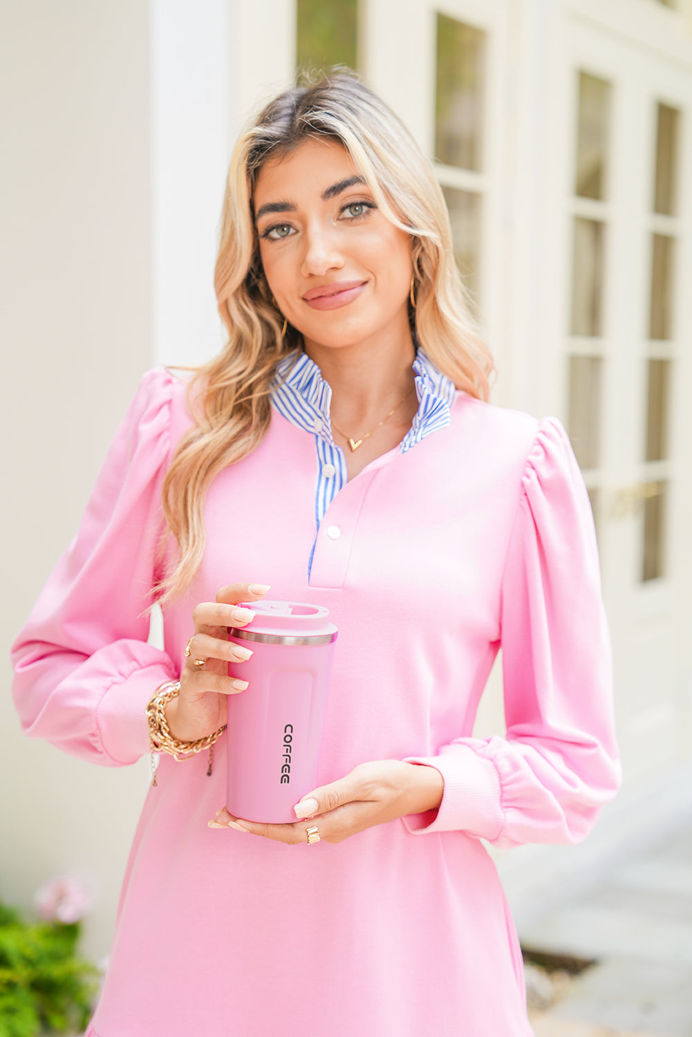 Pink 510ml Stainless Steel Insulated Reusable Travel Coffee Cup