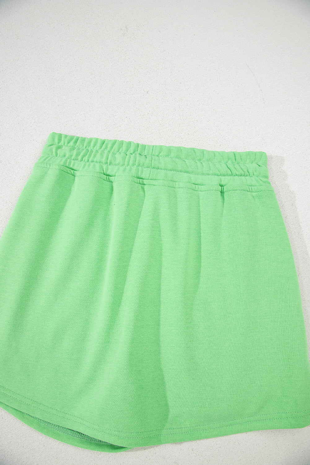 Black French Terry Drawstring Elastic Waistband Mini Skort with Pockets