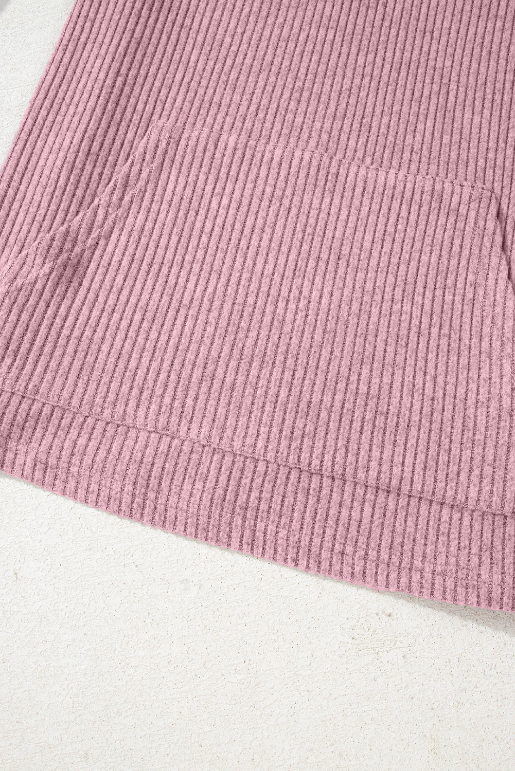 Simply Taupe Plus Size Ribbed Knit Kangaroo Pocket Henley Long Sleeve Top
