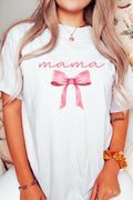 White MAMA Bowknot Graphic Crewneck Tee