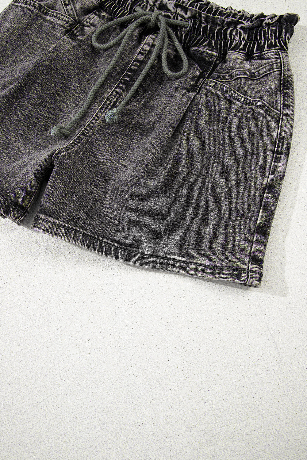 Ashleigh Blue Drawstring Elastic Waistband Casual Denim Shorts with Pockets