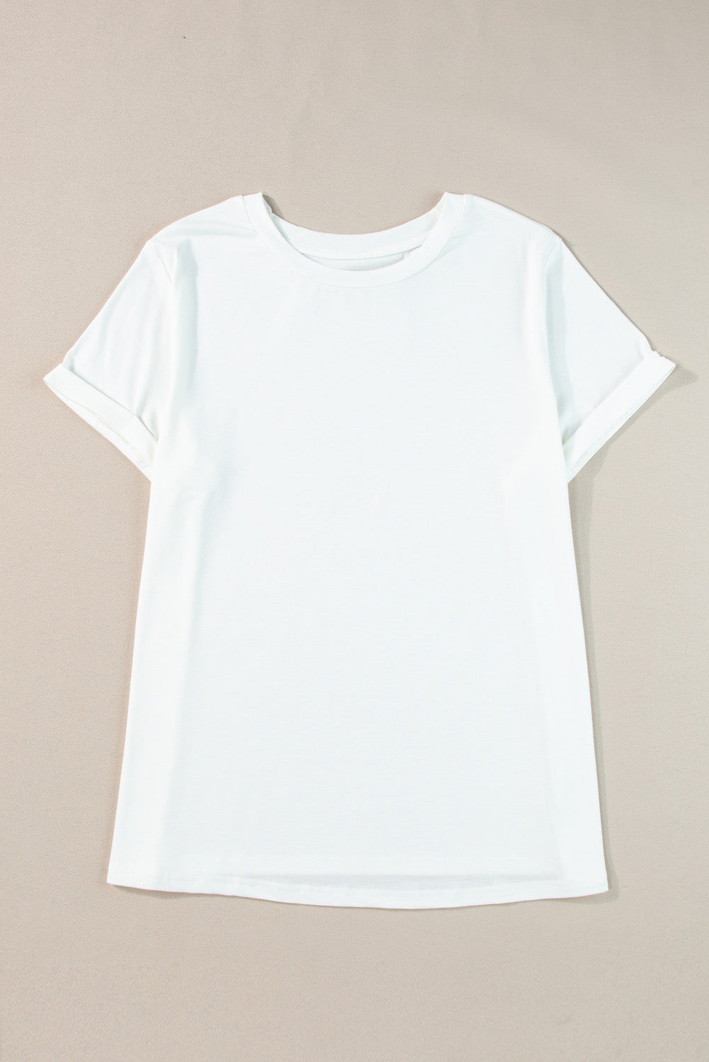 Iceland Blue Round Neck Rolled Sleeve Plus Size T-shirt