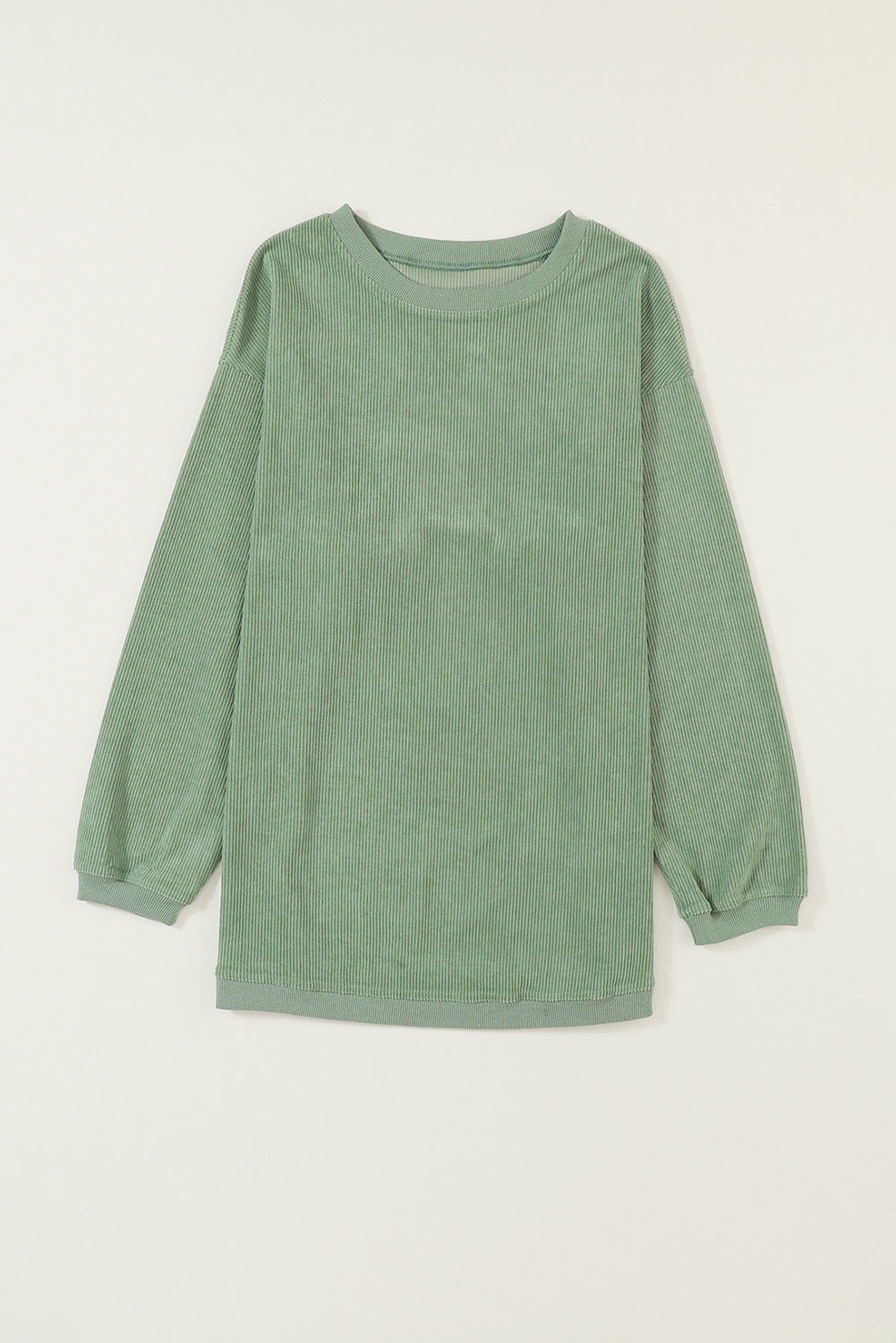 Grass Green Ribbed Corded Oversized Sweatshirt