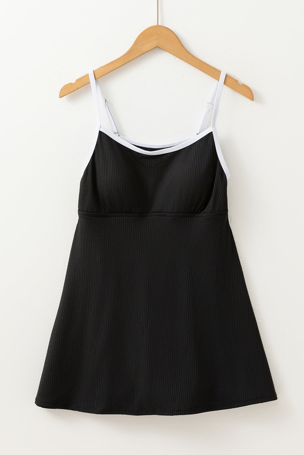 Russet Orange Color Block Edge Ribbed Pocketed Lined Swim Dress