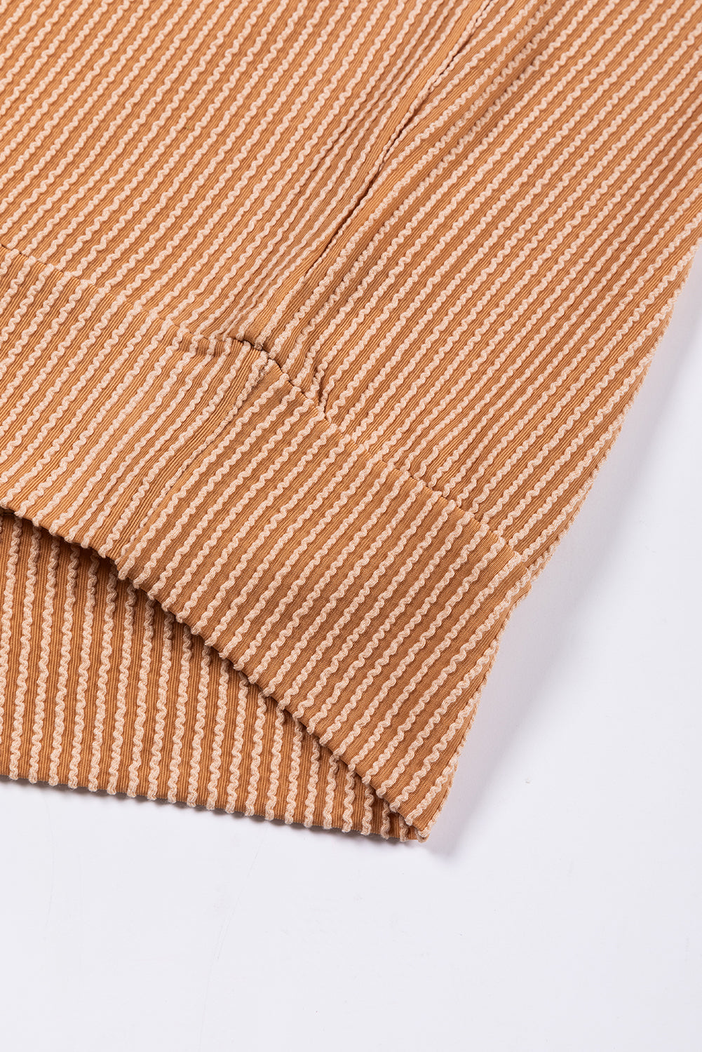 Pale Chestnut Color Block Corded Long Sleeve Top