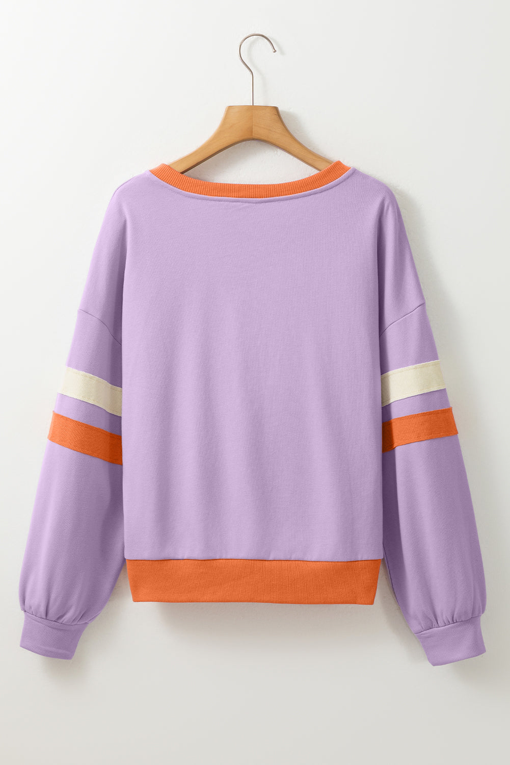 Orchid Bouquet Halloween Floral Pumpkin Color Block V Neck Sweatshirt