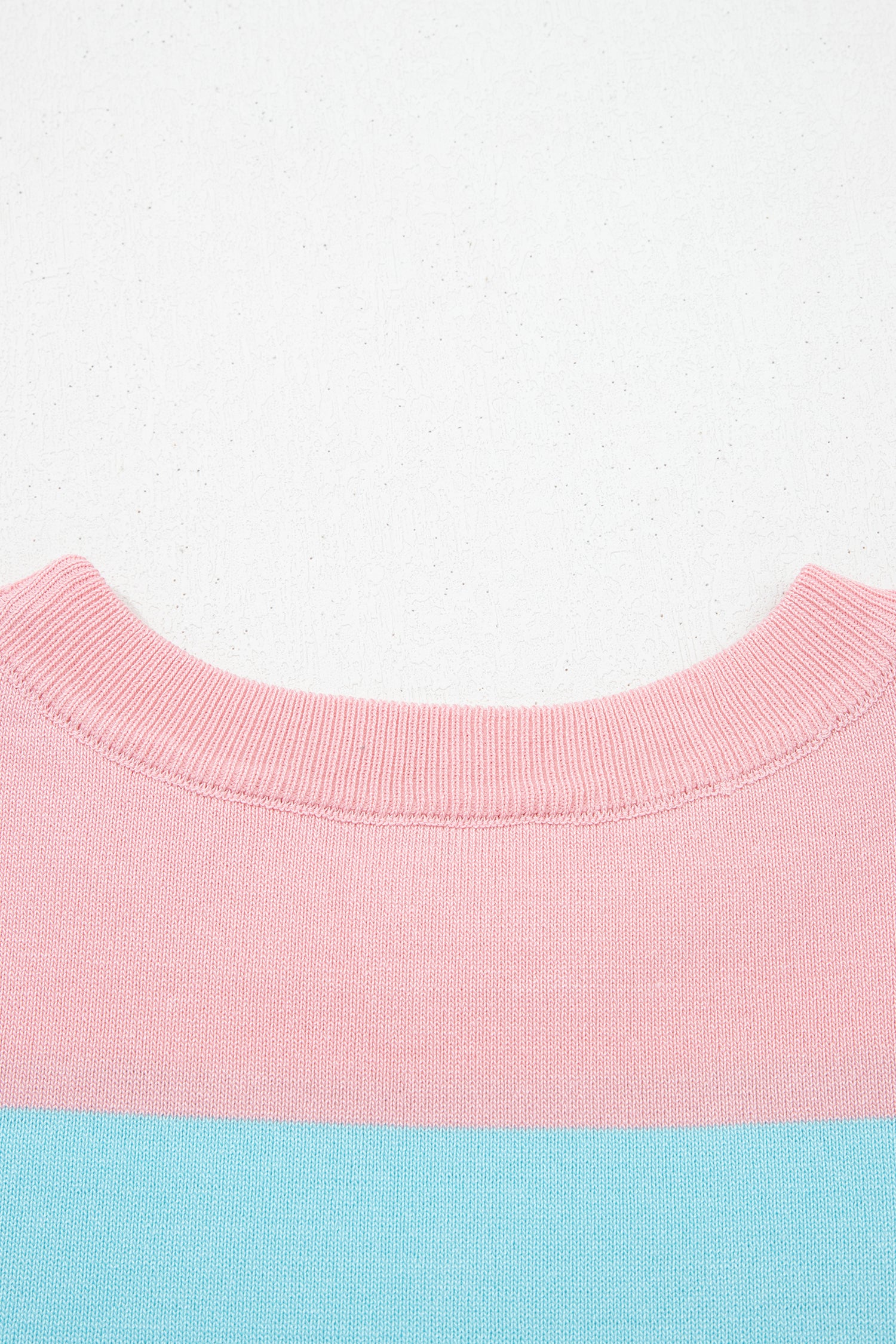 Pink Stripe Colorblock Striped Knitted T shirt