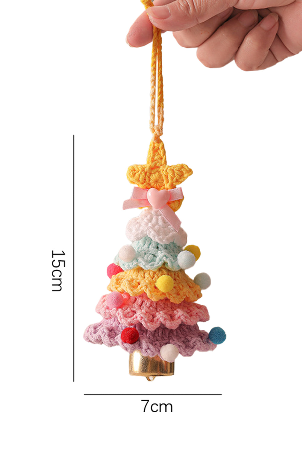Orchid Petal Handmade Crochet Christmas Tree Jingle Bell Home Hanging Decoration