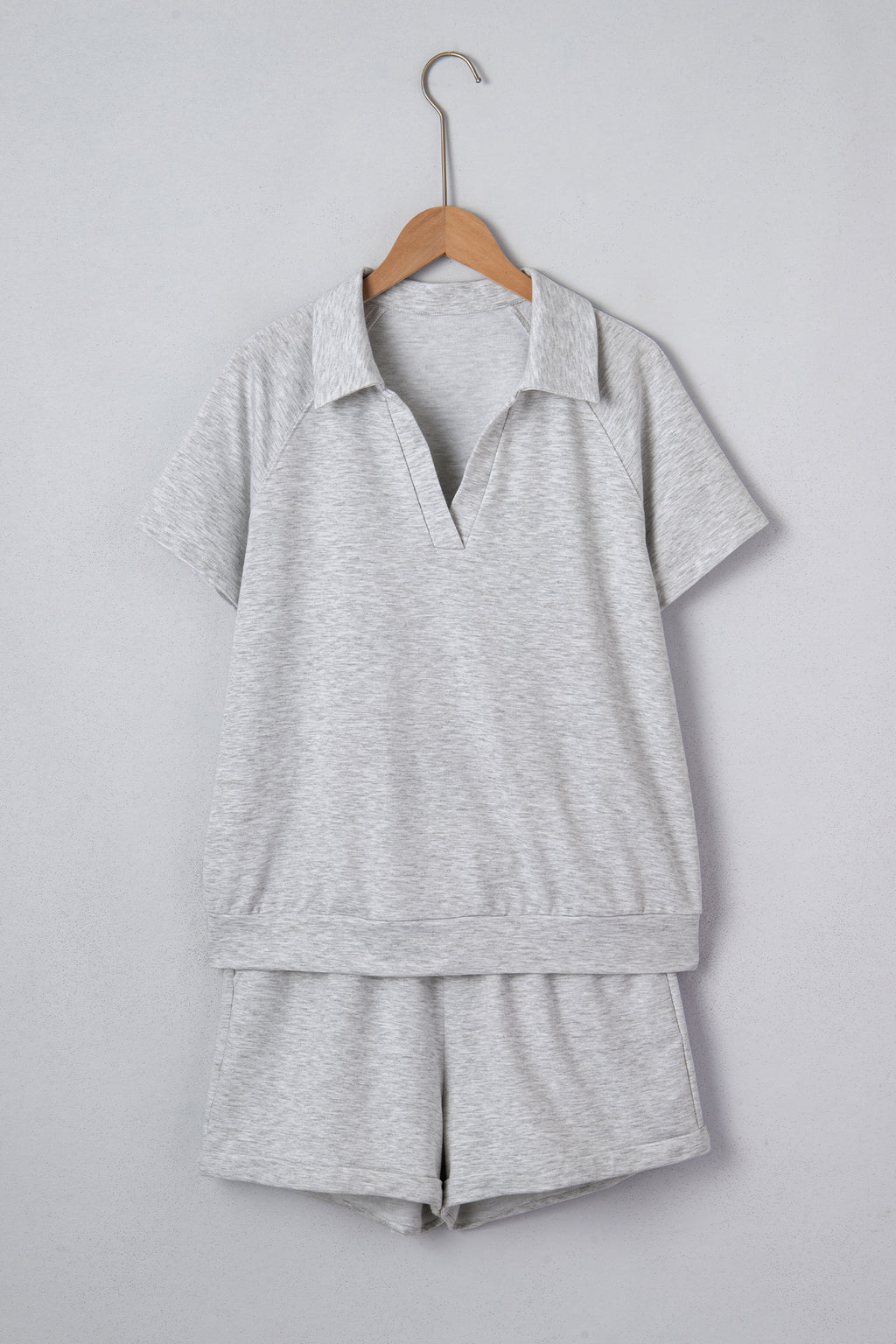 Light Grey Polo Tee Casual Pant Set