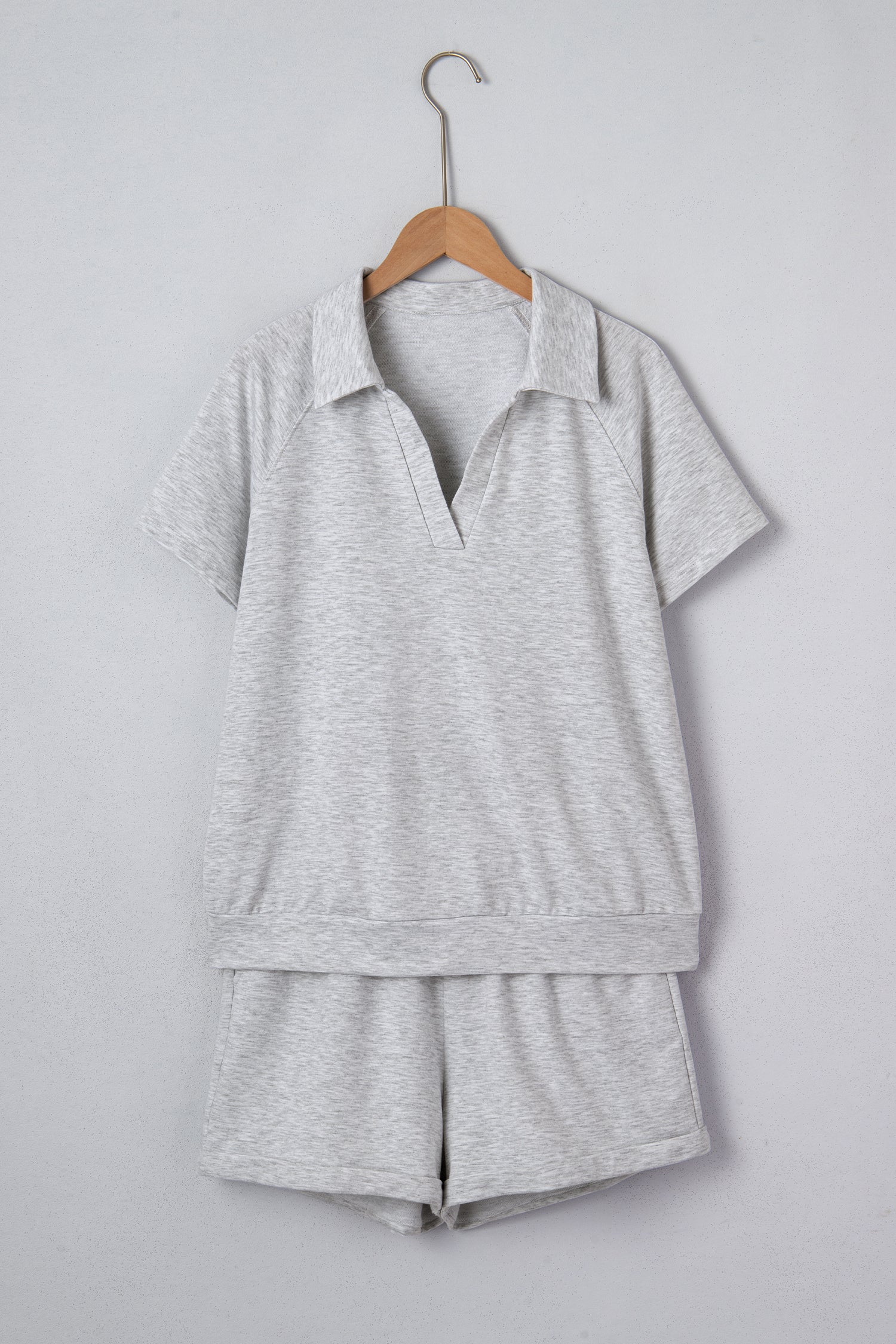 Light Grey Polo Tee Casual Pant Set