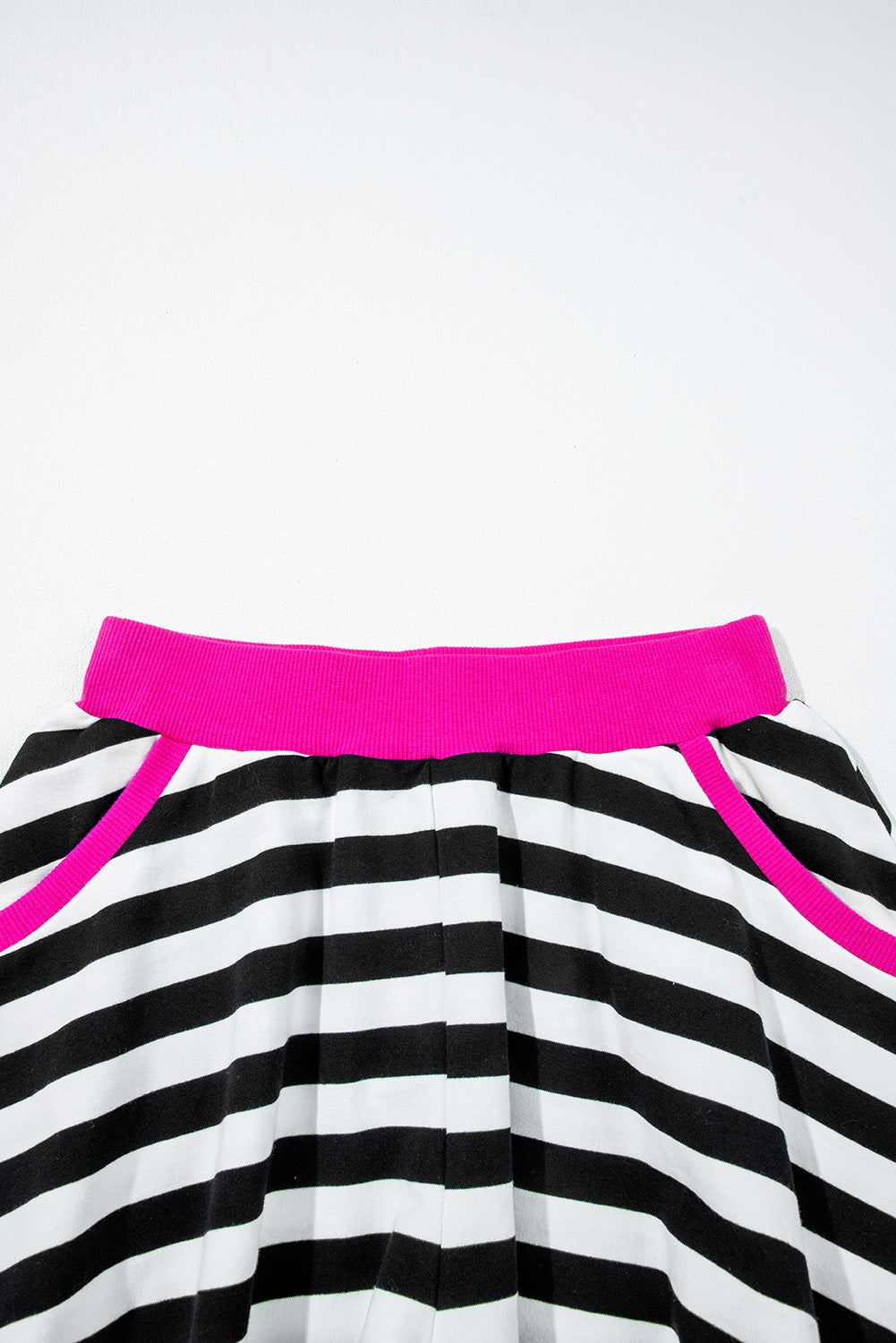 Black Stripe Color Block Edge Pullover and Shorts PLus Size Set