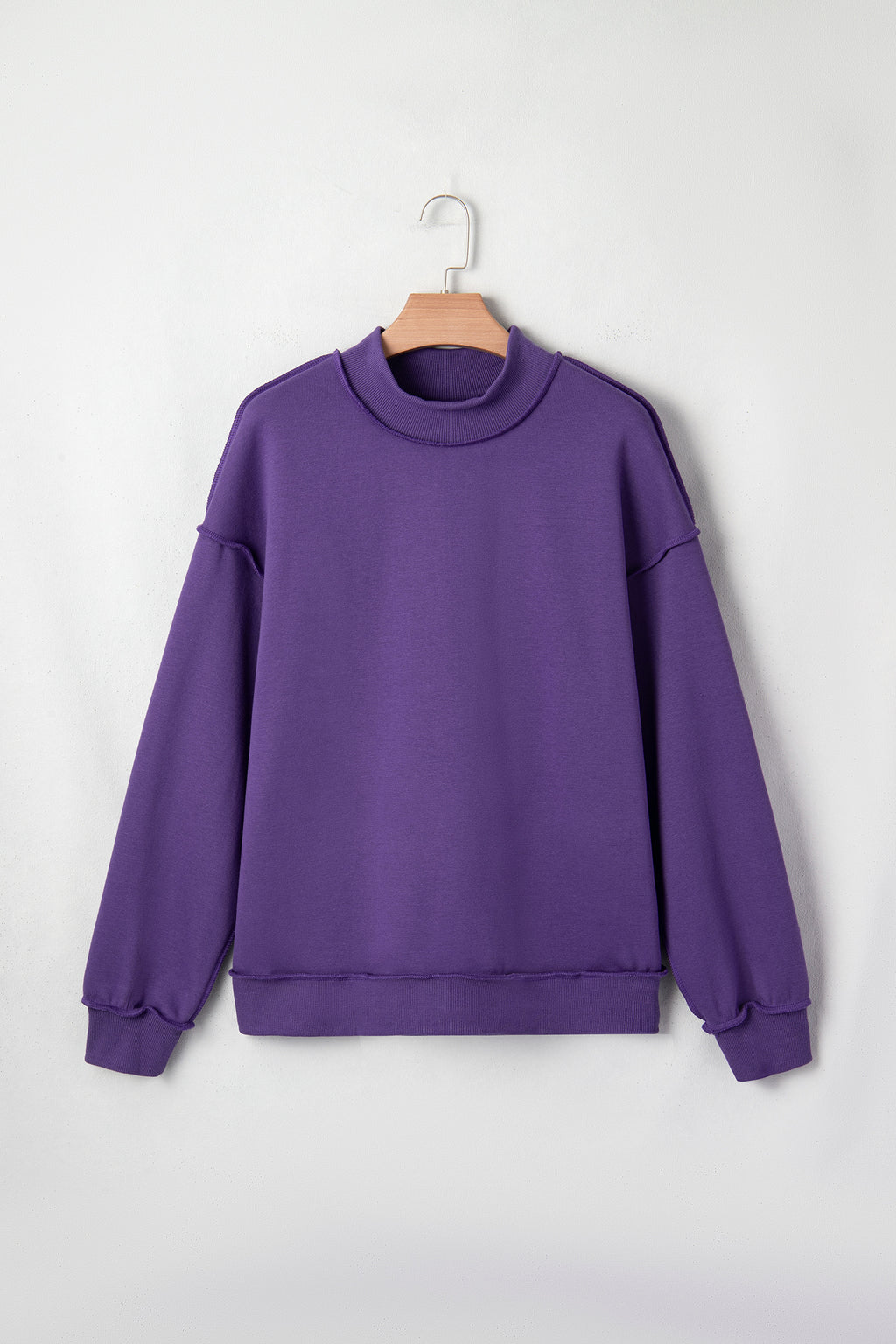 Bright Pink Oversize Blessed Embroidered Mock Neck Sweatshirt
