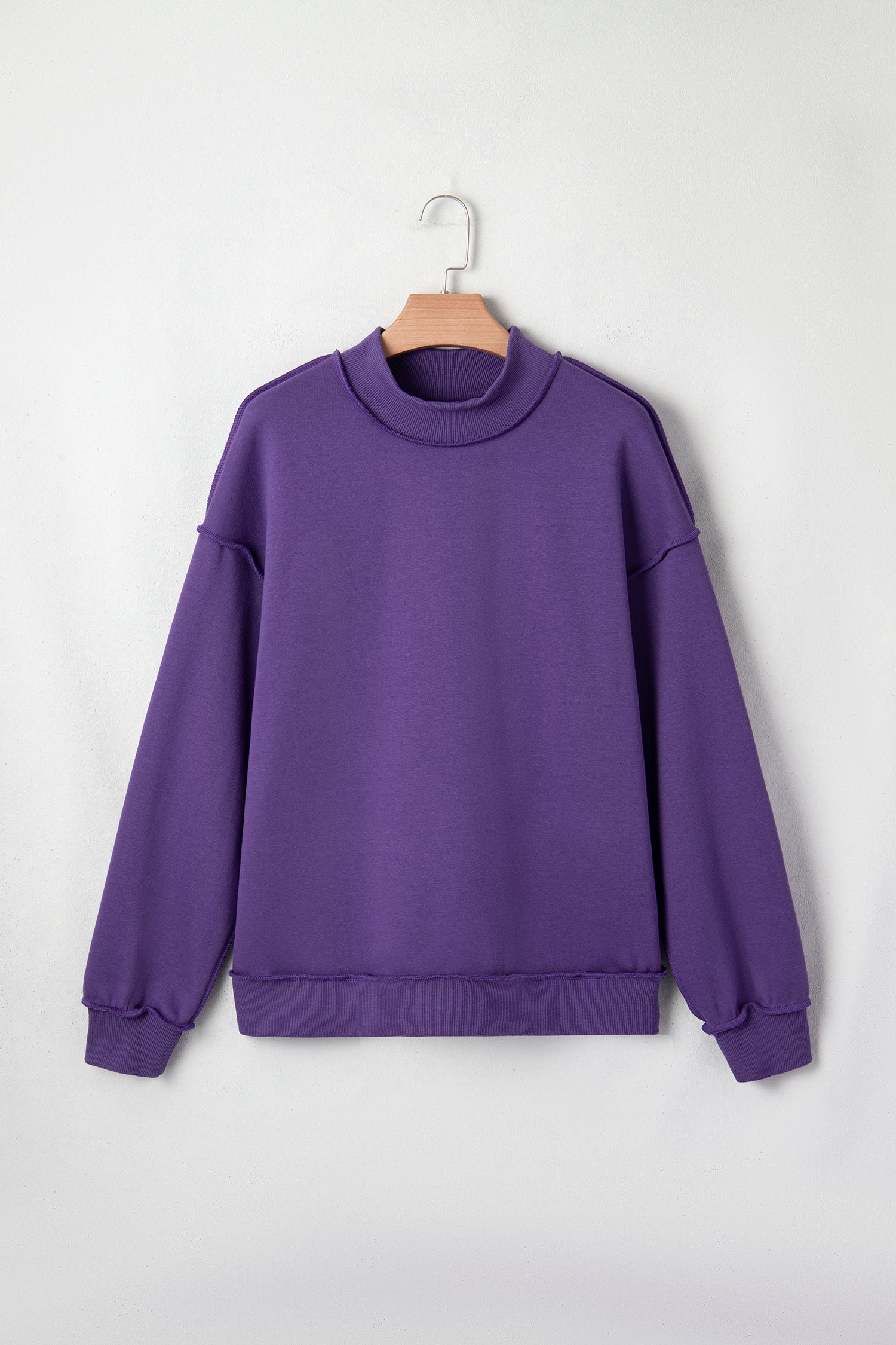 Bright Pink Oversize Blessed Embroidered Mock Neck Sweatshirt
