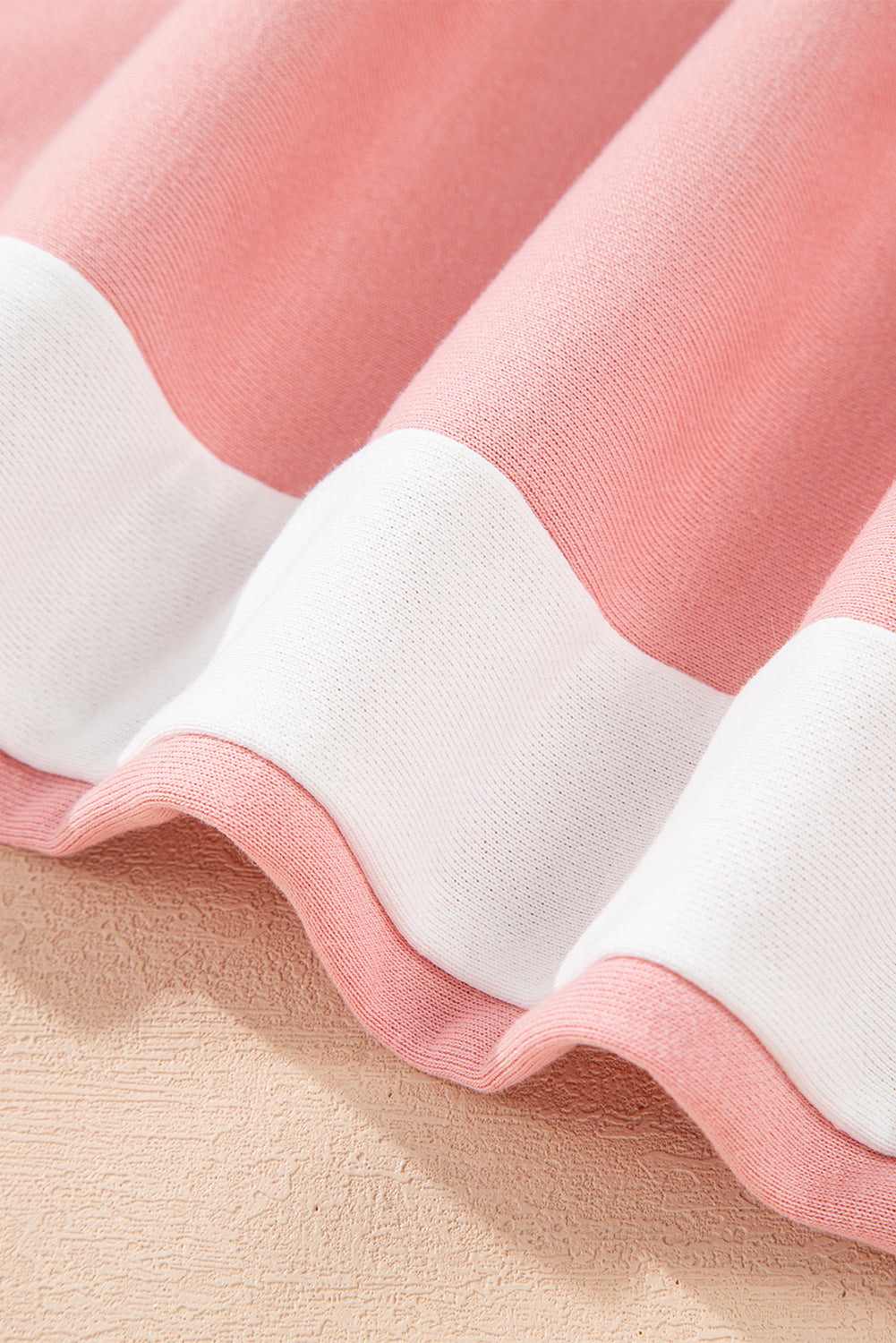 Apricot 2pcs Color Block Pullover Loose Pant Set