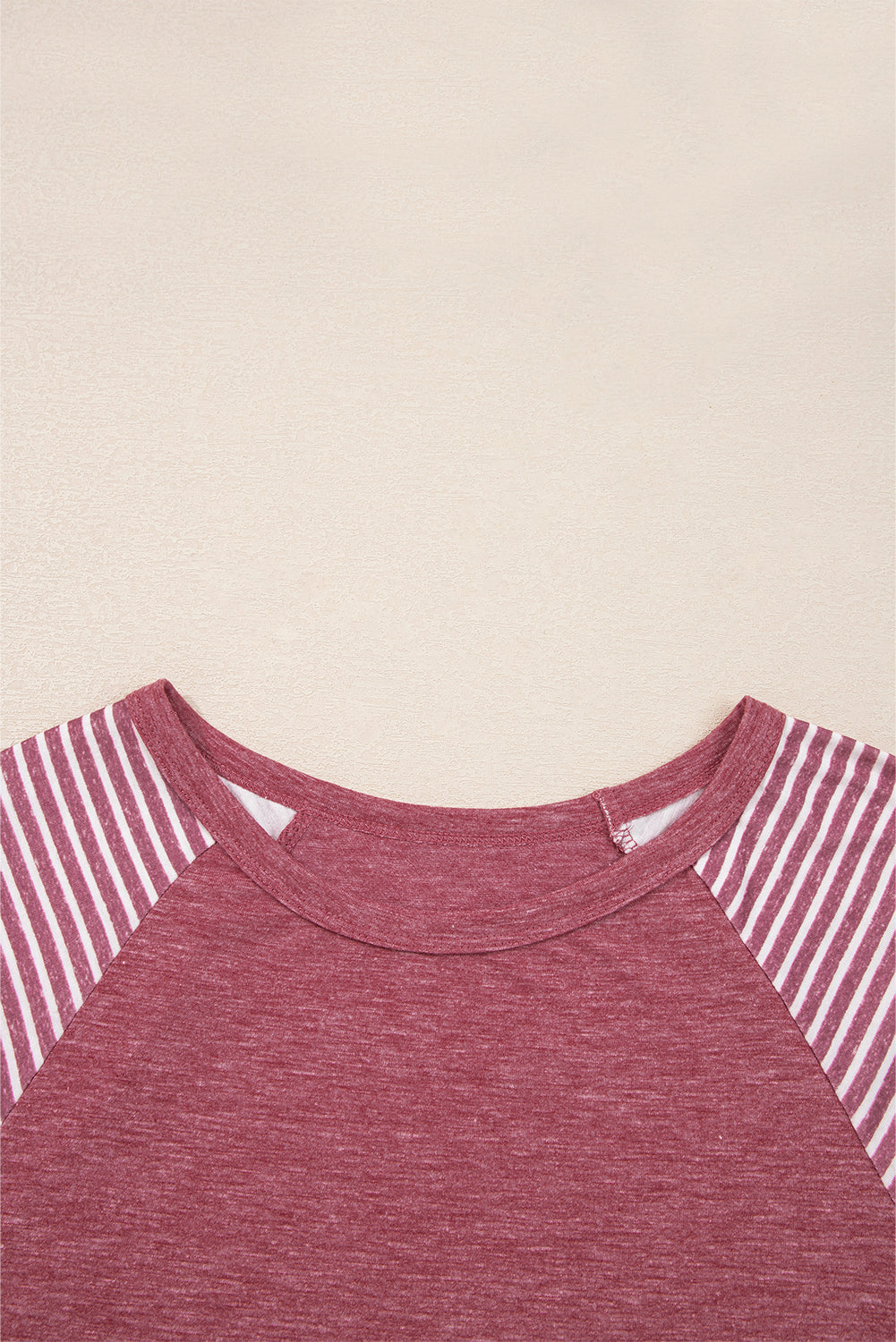Tillandsia Purple Contrast Print Striped Raglan Long Sleeve Loose Top