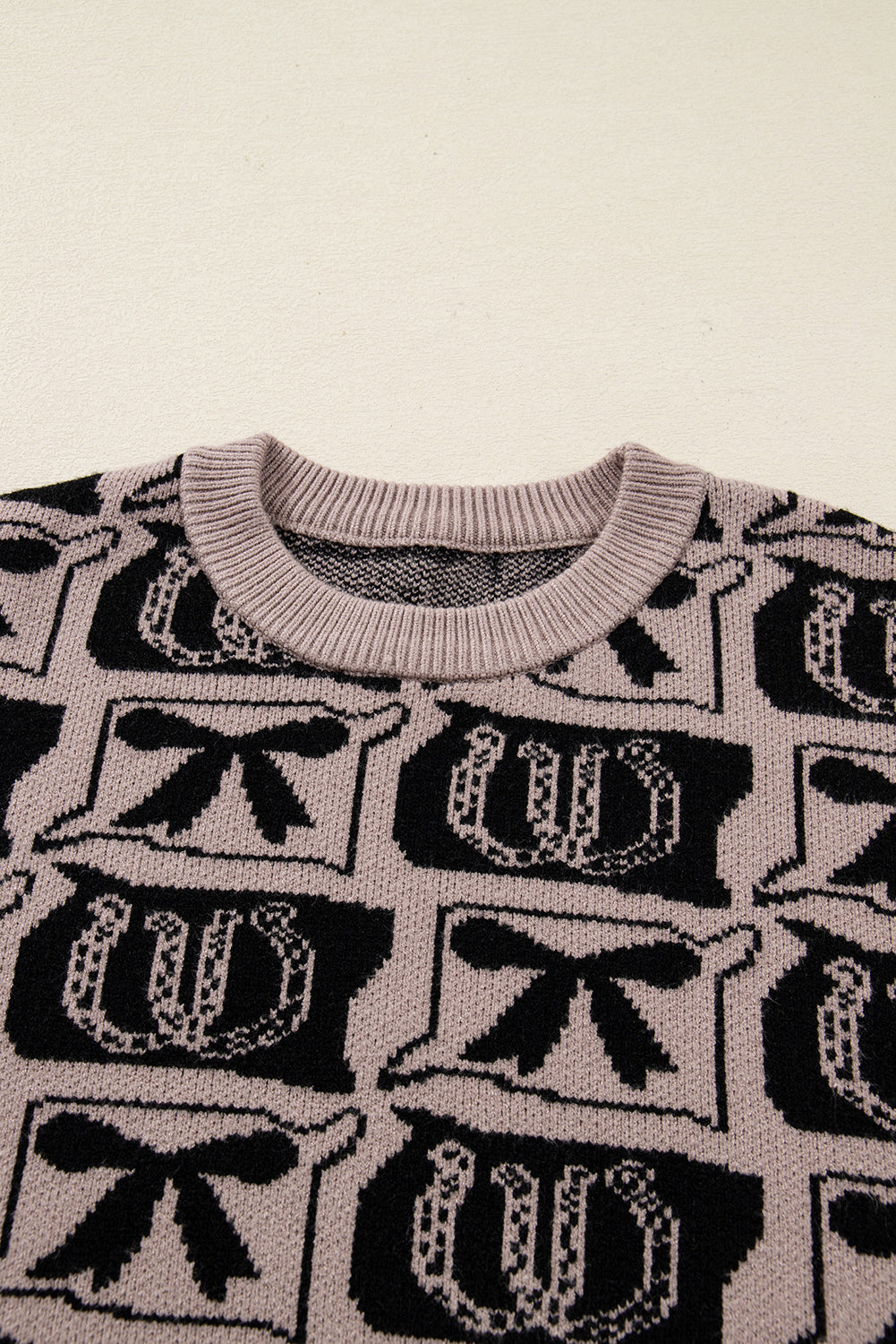 Brown Bows & Horseshoes Pattern Western Fashion Print Sweater