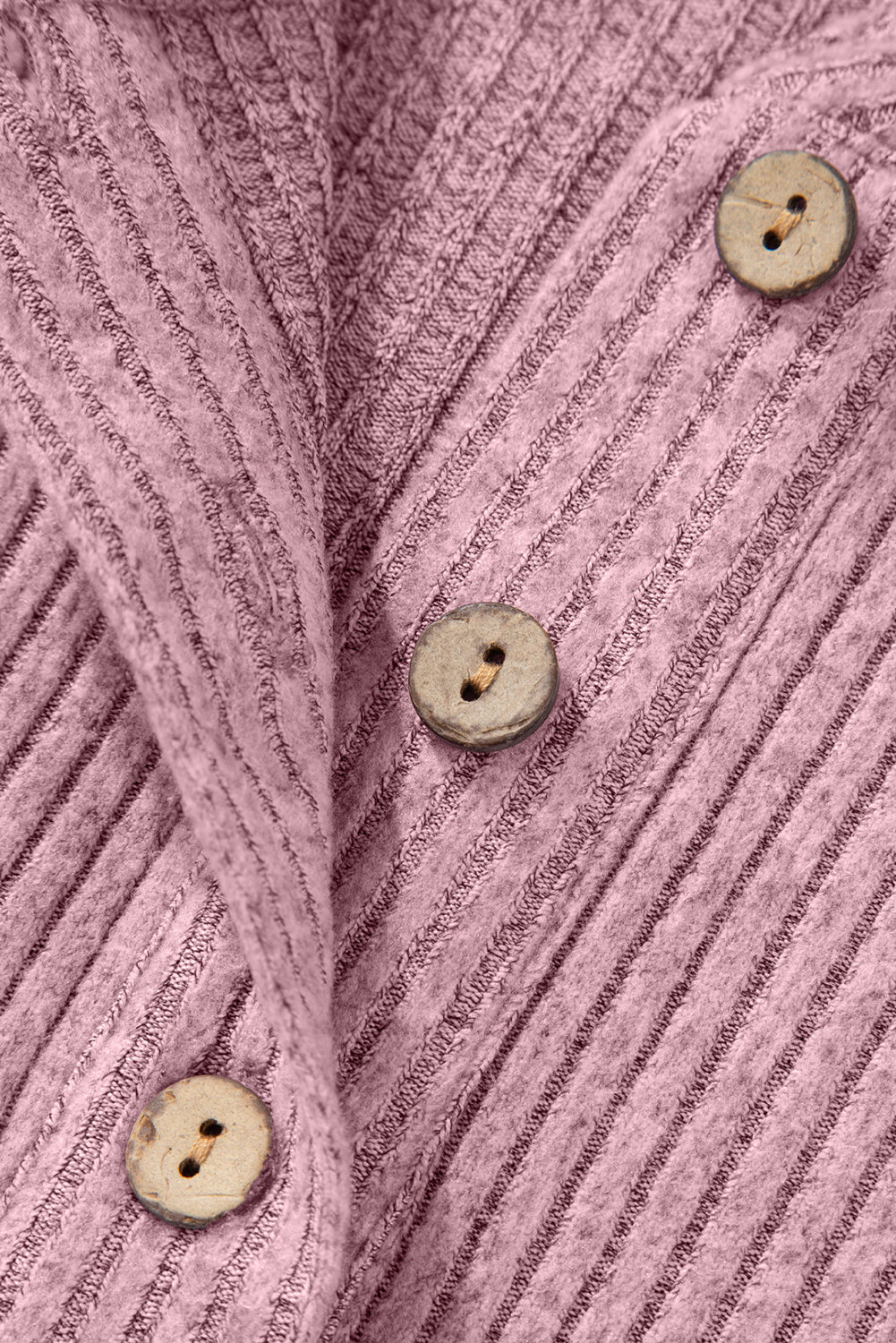 Simply Taupe Plus Size Ribbed Knit Kangaroo Pocket Henley Long Sleeve Top