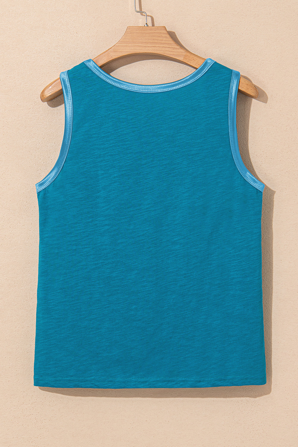 Tan Metallic Sheen Edge Scoop Neck Tank Top