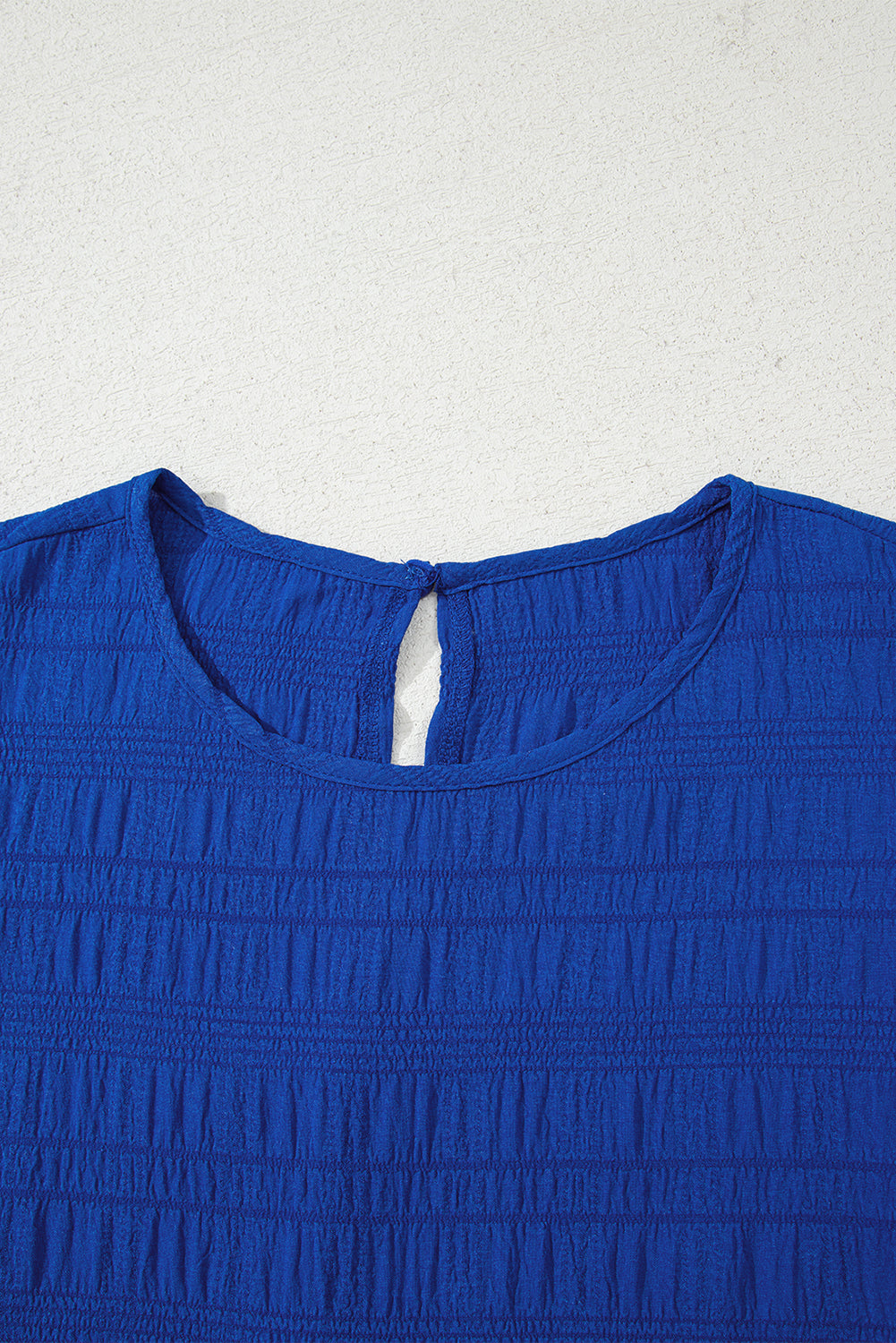 Dark Green Textured Ruffled Sleeve Round Neck Top
