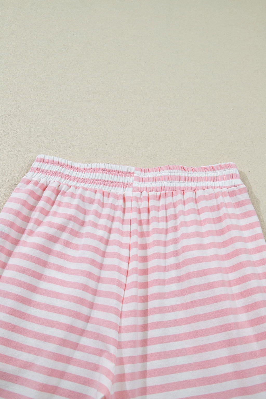 Rose Stripe Drop Shoulder Round Neck Top and Buttoned Straight Pants Two Piece Set