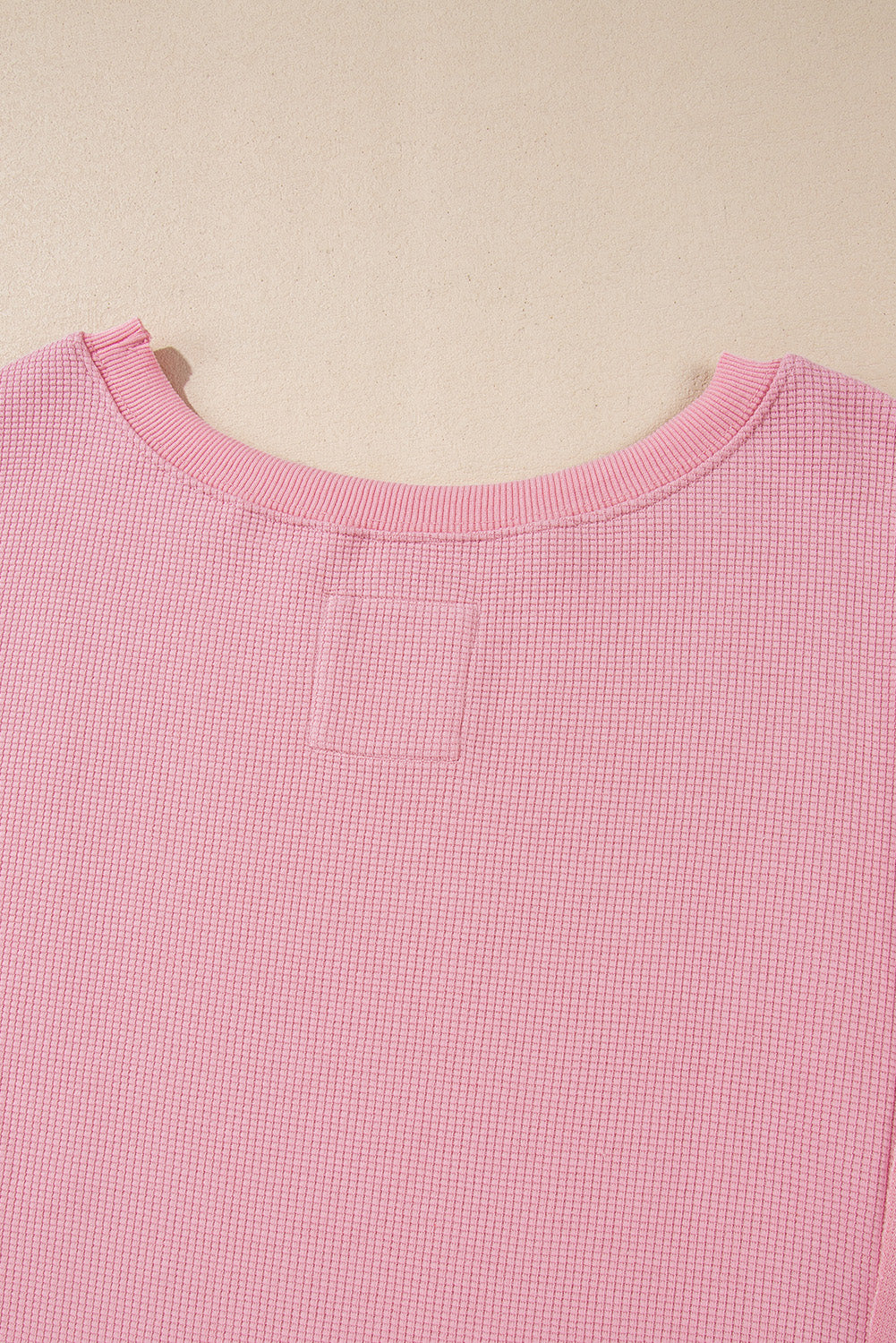 White Waffle knit Bishop Sleeve Split Oversized Top