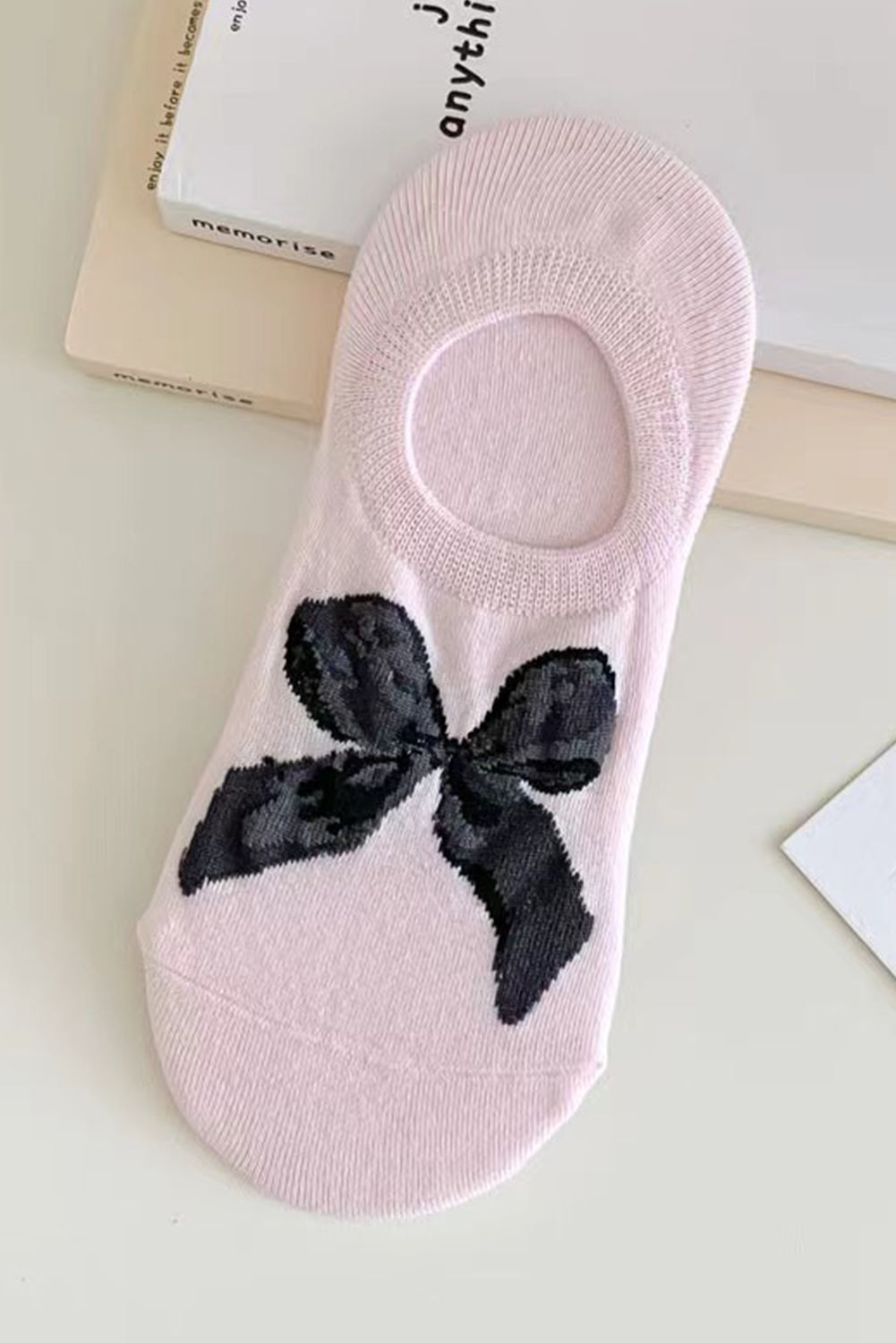 Gray Bow Knot Soft No Show Socks