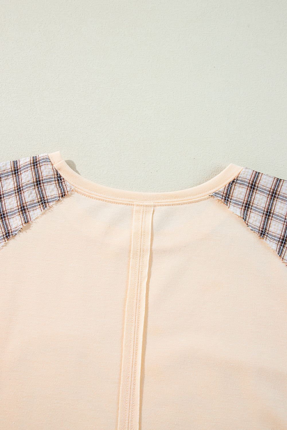 Beige Flower Patch Graphic Exposed Seam Wide Sleeve Top