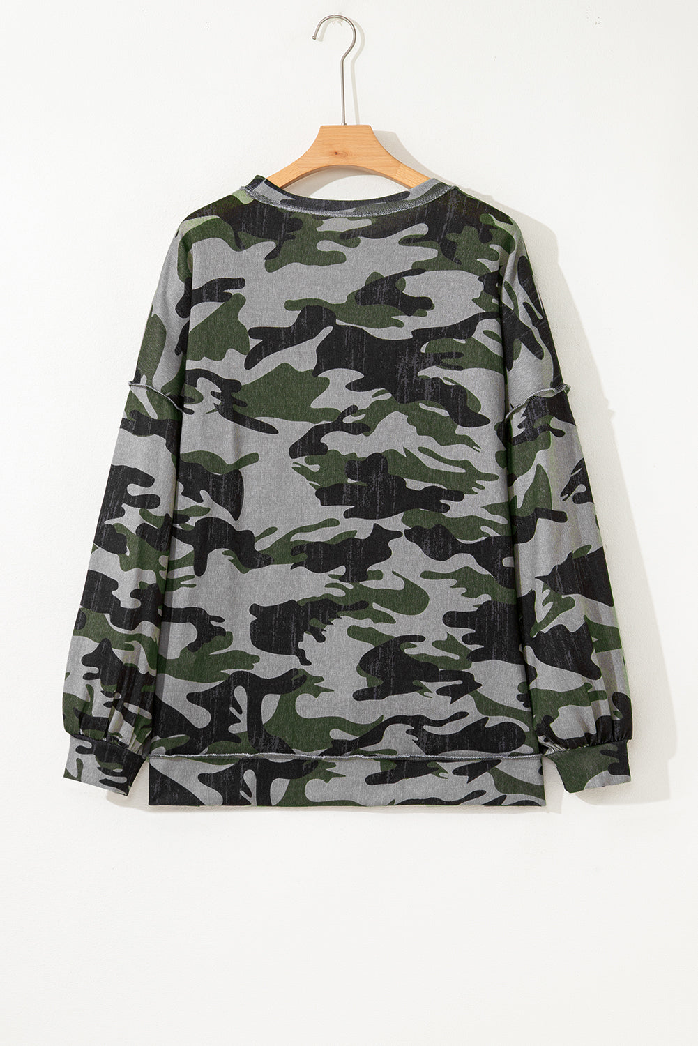 Dearlove Multicolour Retro Camouflage Print Exposed Seam Patchwork Drop Shoulder Sweatshirt