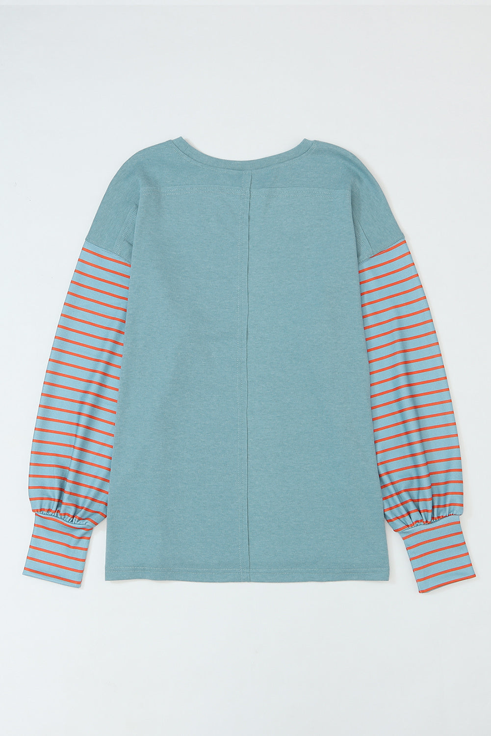 Light French Beige Colorblock Striped Bishop Sleeve Top