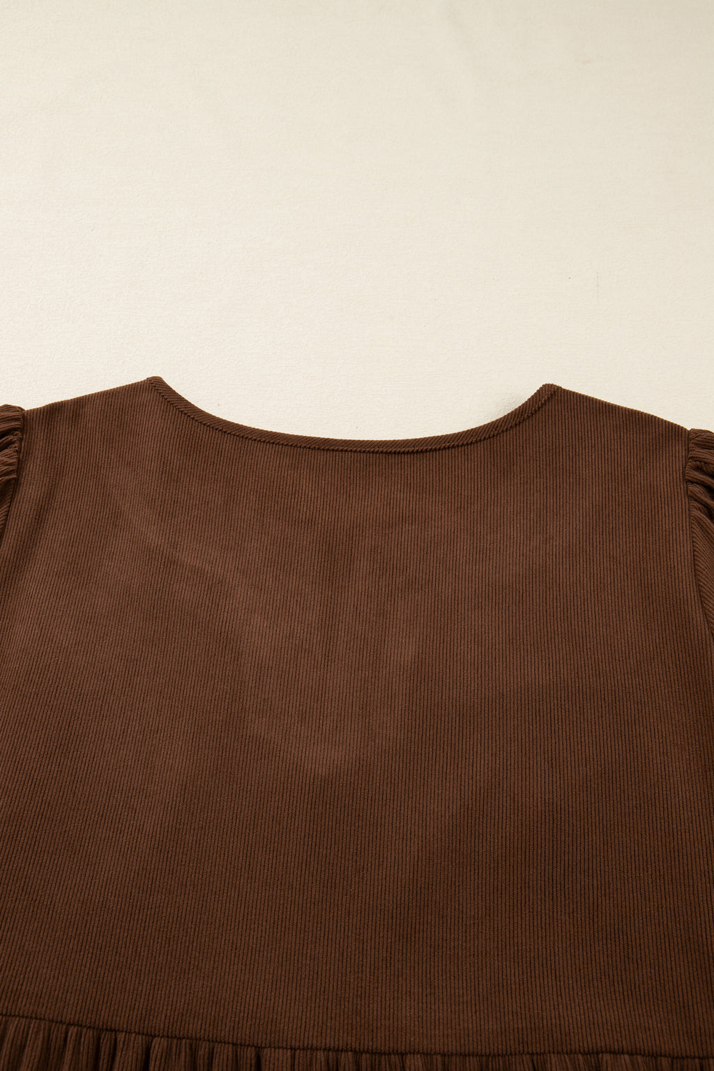 Coffee Embroidered Notched Neckline Textured Pleated High Waist Plus Size Midi Dress