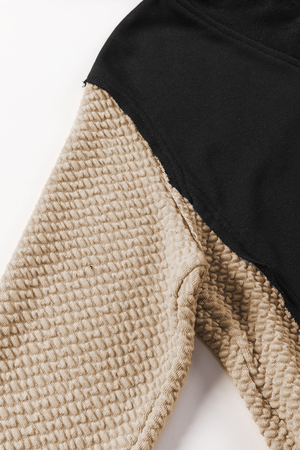 Chestnut Contrast Sleeves Patchwork Colorblock Hoodie