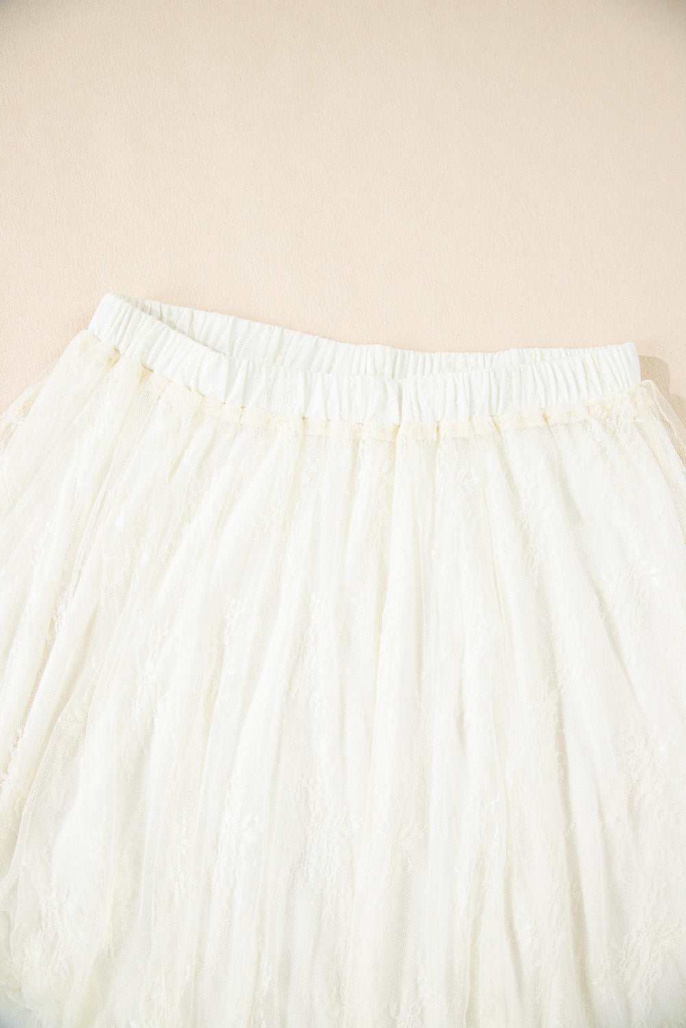 Apricot Lace Cascading Tiered High Waist Maxi Skirt