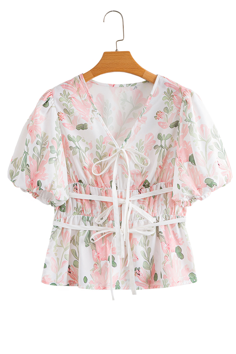 Pink Plus Size Floral Print Striped Detail Short Summer Dress