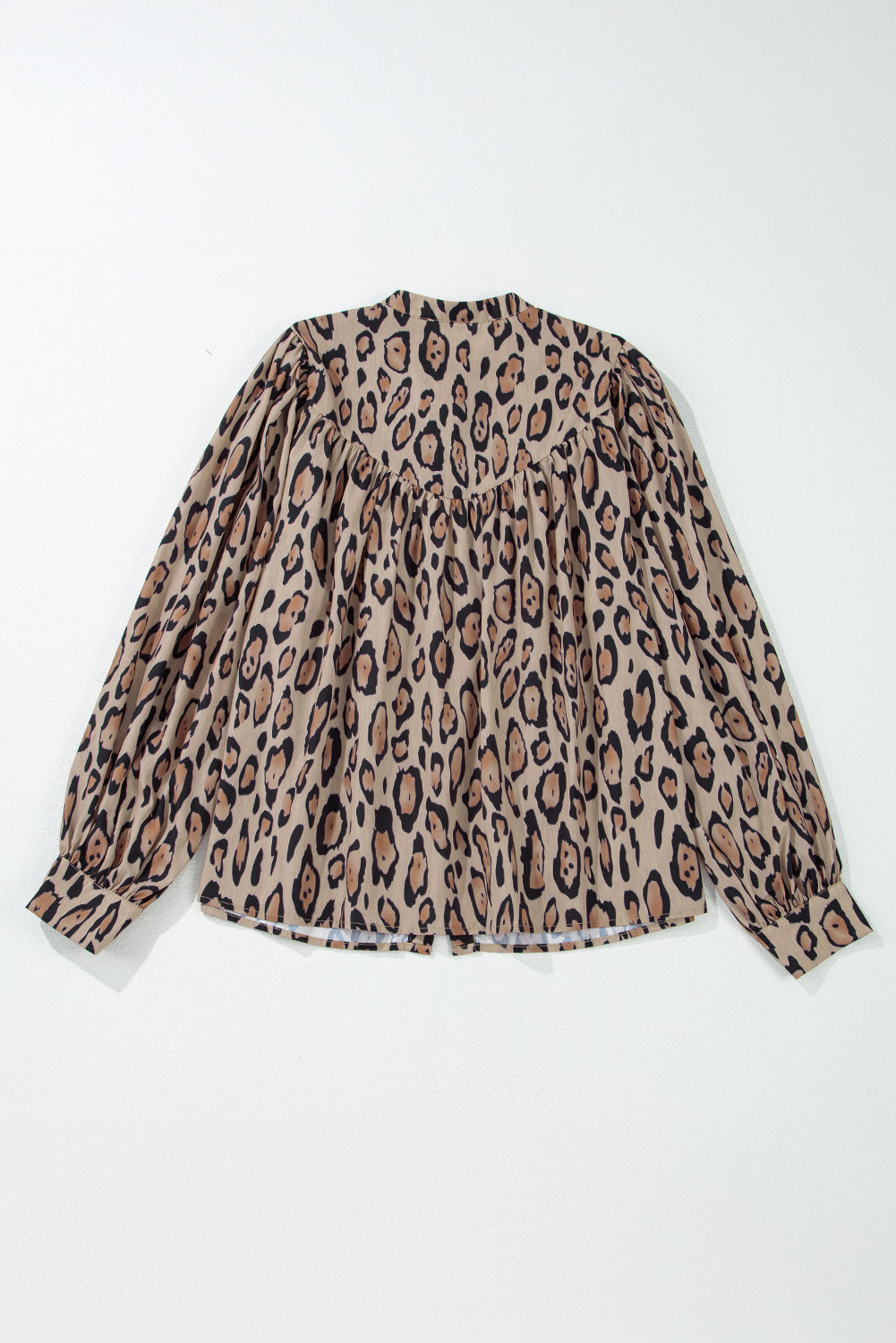 Oversized Leopard Print Balloon Sleeve Casual Shirt