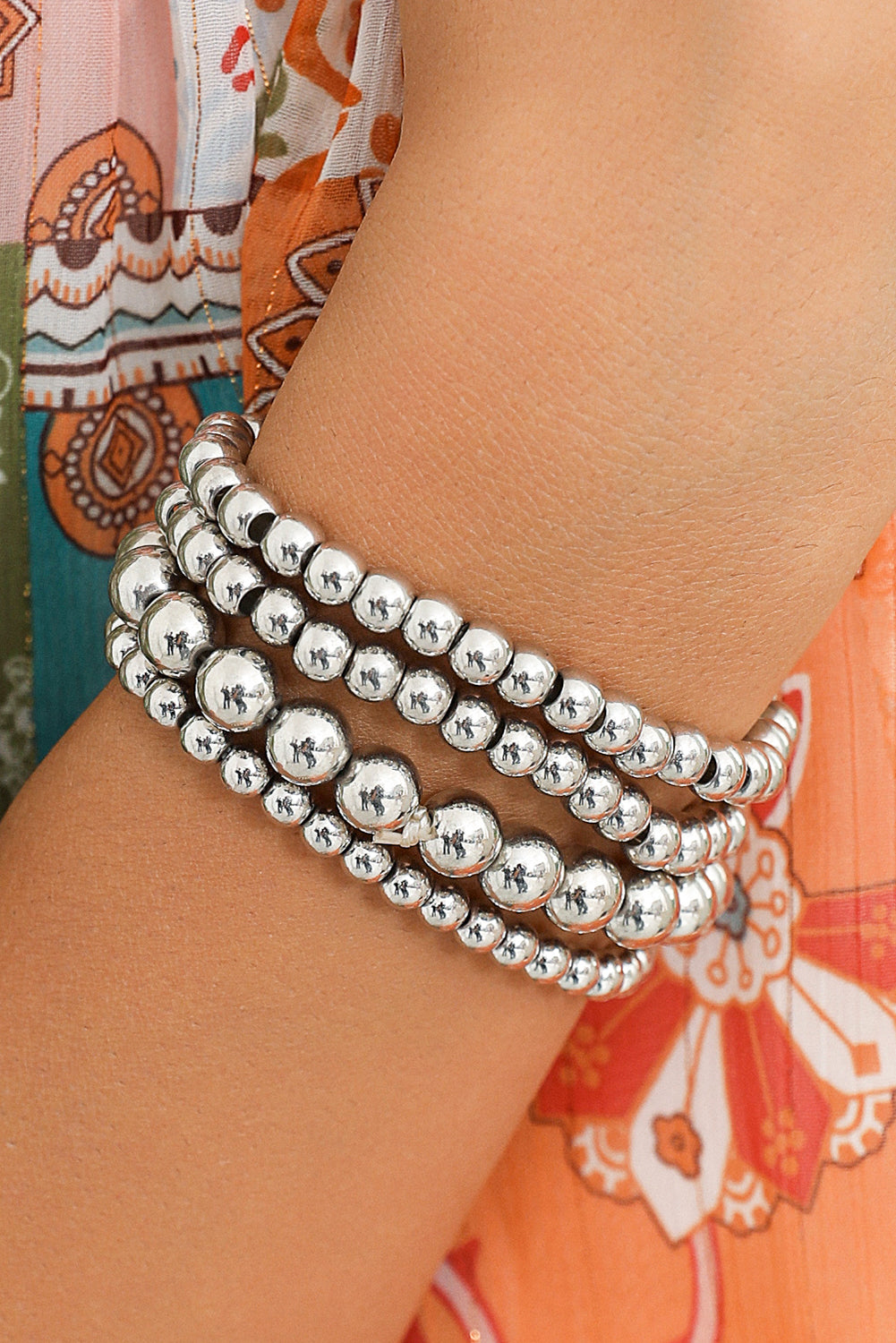 Gold 7pcs/Set Minimalist Plated Beaded Luxury Bracelet Set
