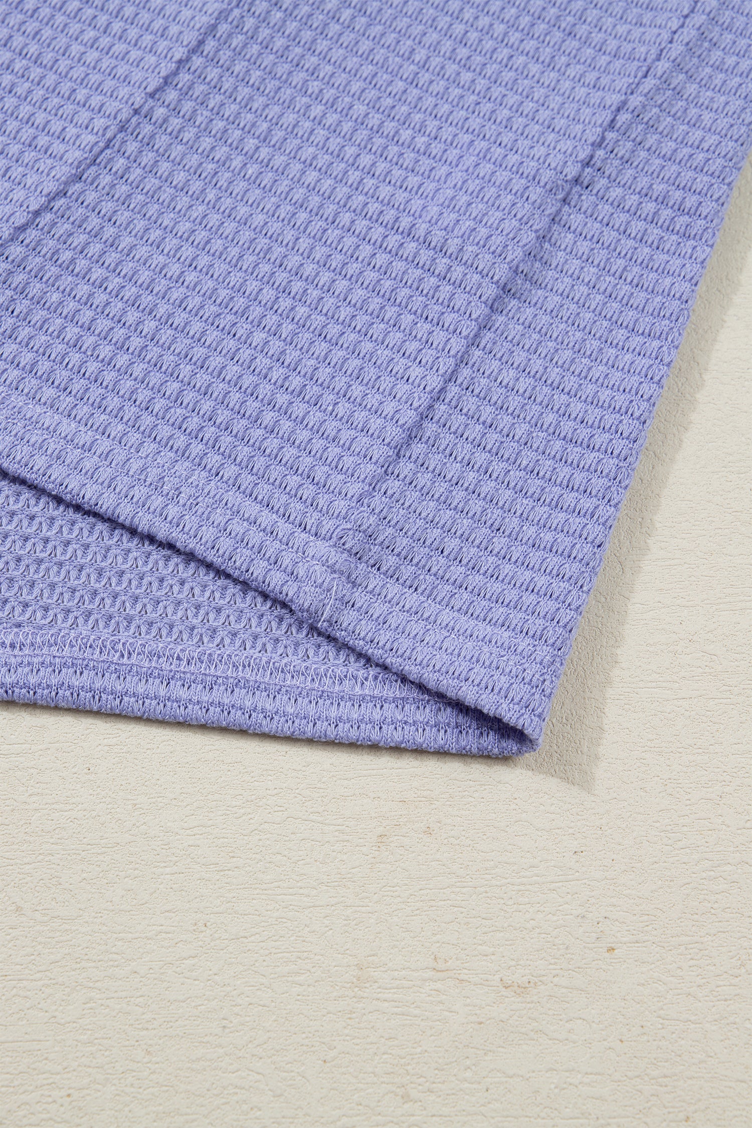 Wisteria Waffle V Neck Short Sleeve Knit Top