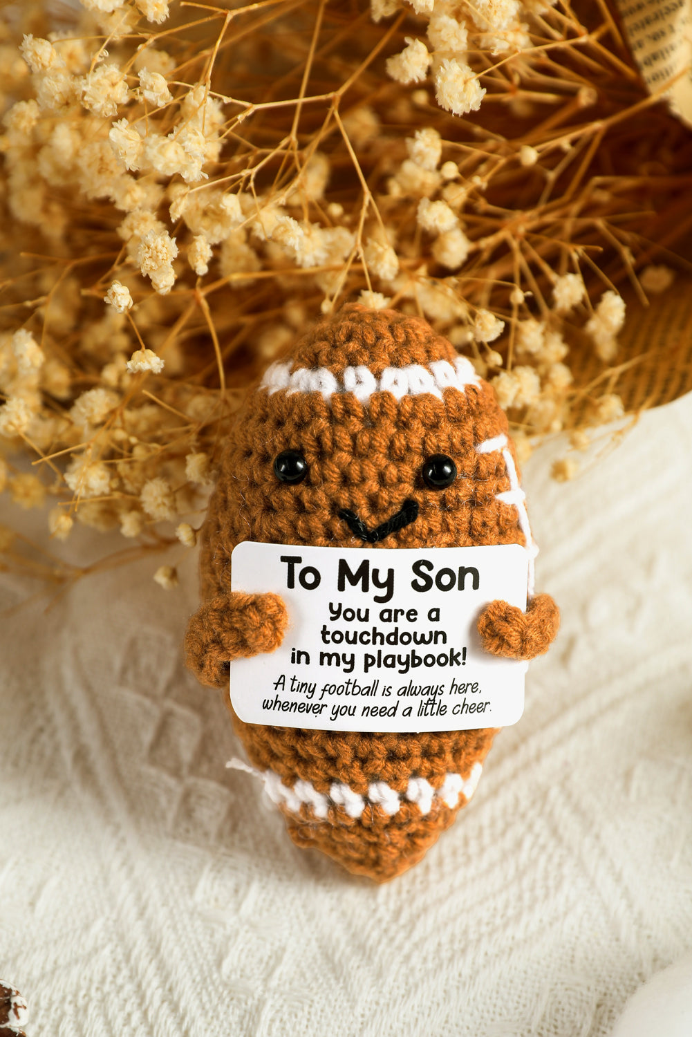 Cinnamon To My Son Crochet Football Gift Home Decoration