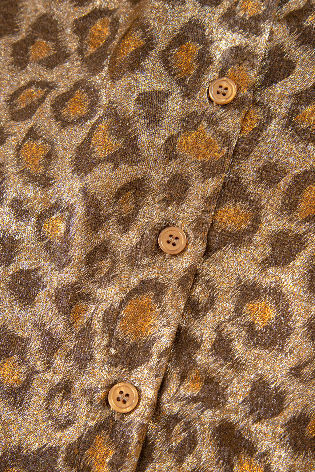 Gold Metallic Leopard Short Sleeve Casual Shirt