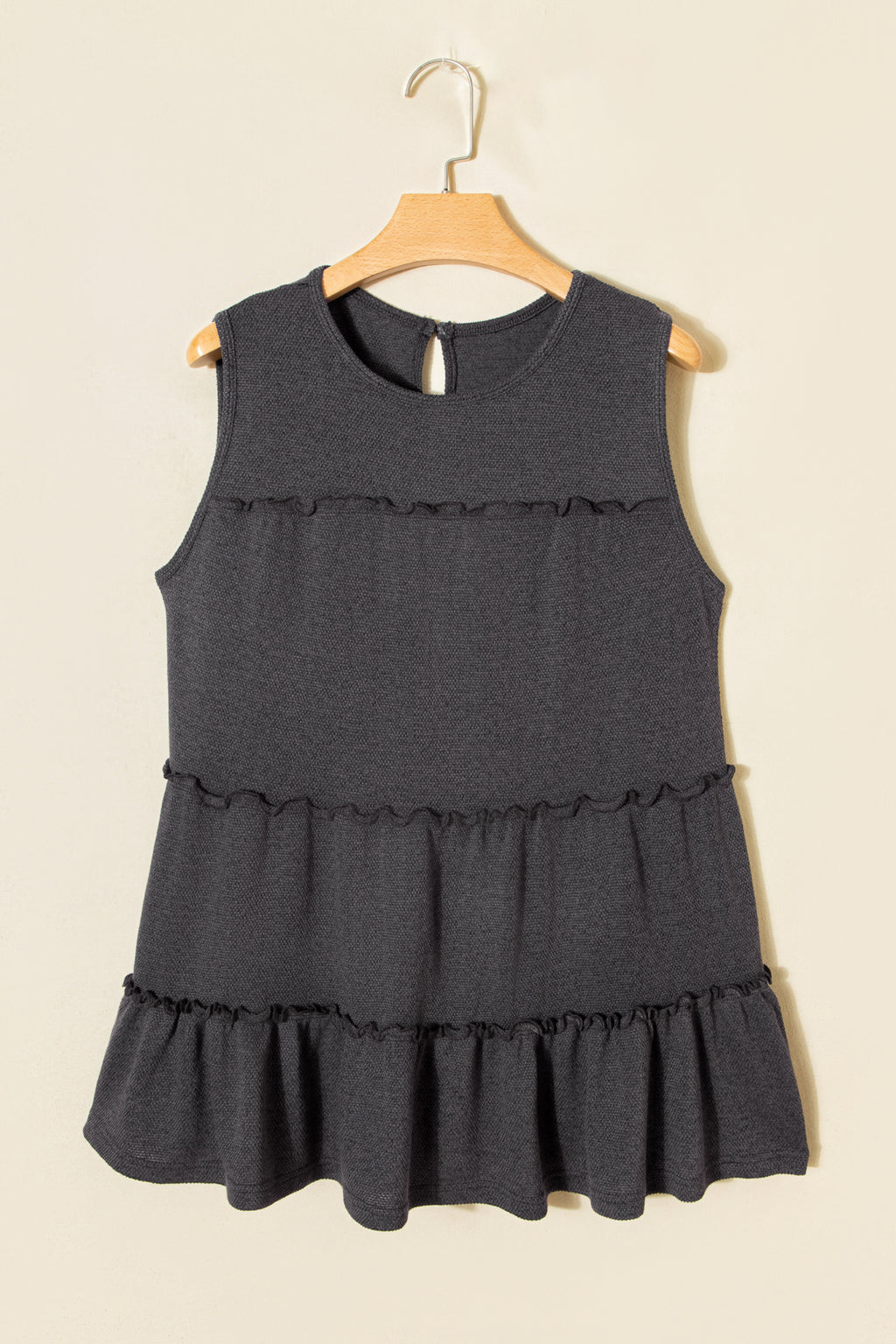 White Tiered Frill Trim A-line Tank Top