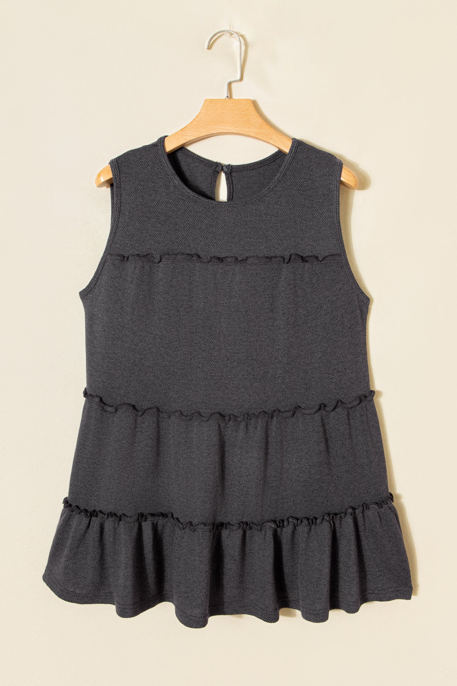 White Tiered Frill Trim A-line Tank Top