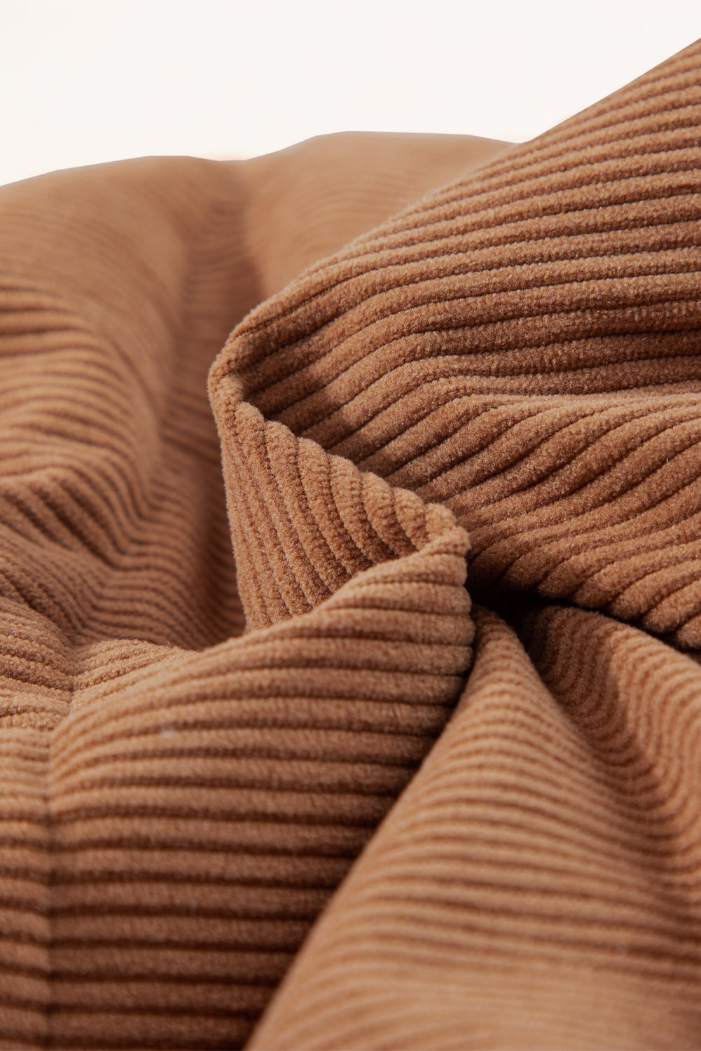 Beige Corduroy Stand Neck Zipped Puffer Vest