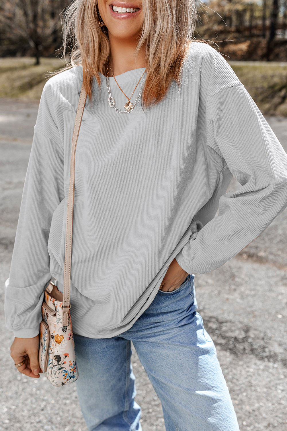 Grass Green Ribbed Corded Oversized Sweatshirt