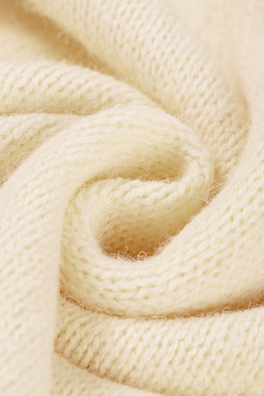 White Wavy Striped Pointelle Bishop Sleeve Sweater