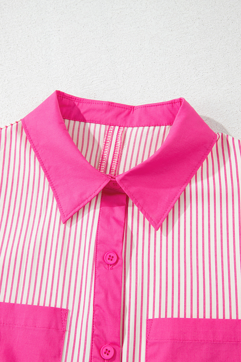 Black Stripe Color Block Patchwork Shirt Collar Button Down Puff Sleeve Mini Dress
